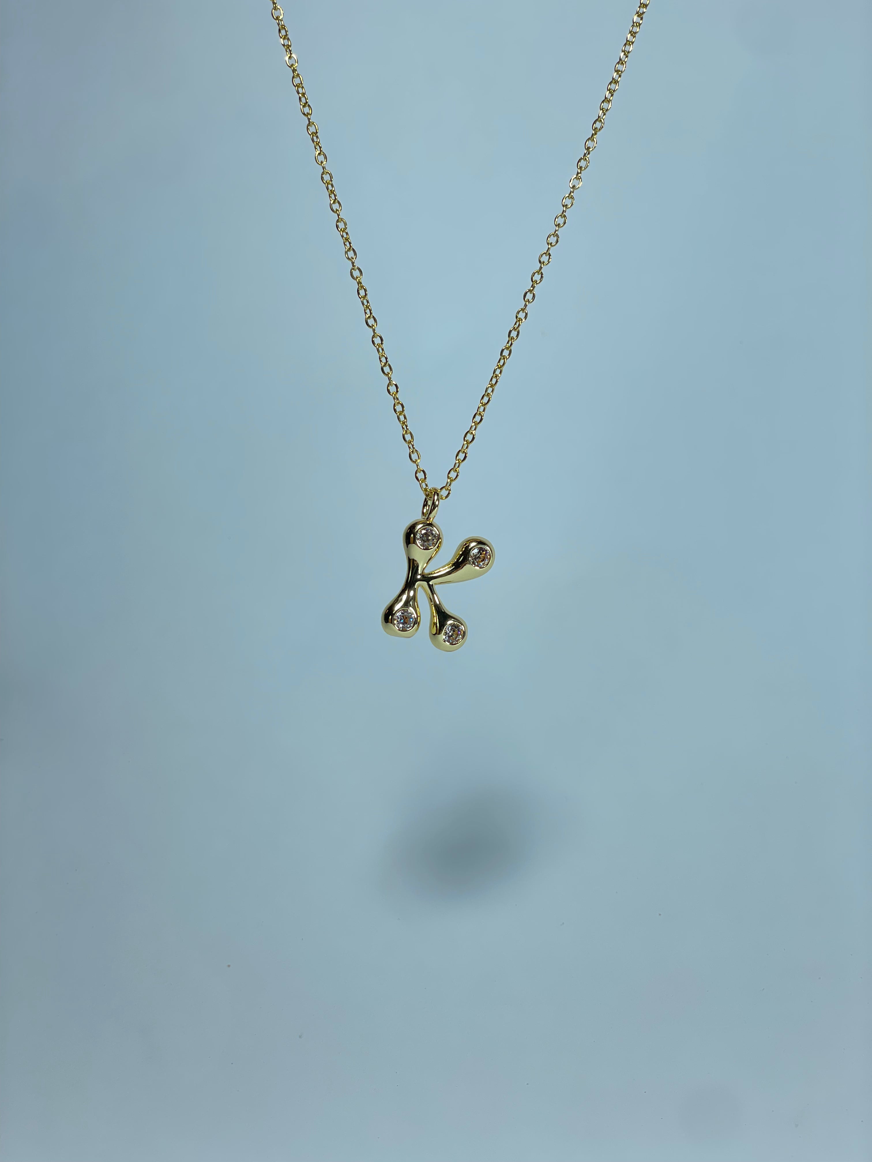 Gold Crystal Initial Necklace