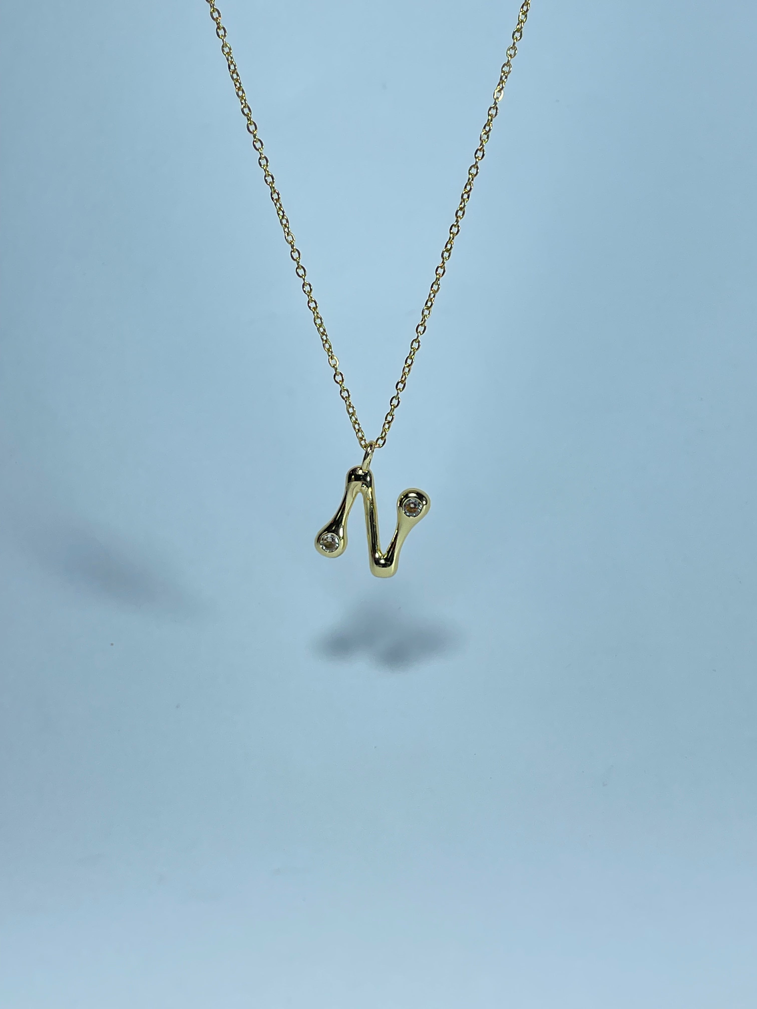 Gold Crystal Initial Necklace