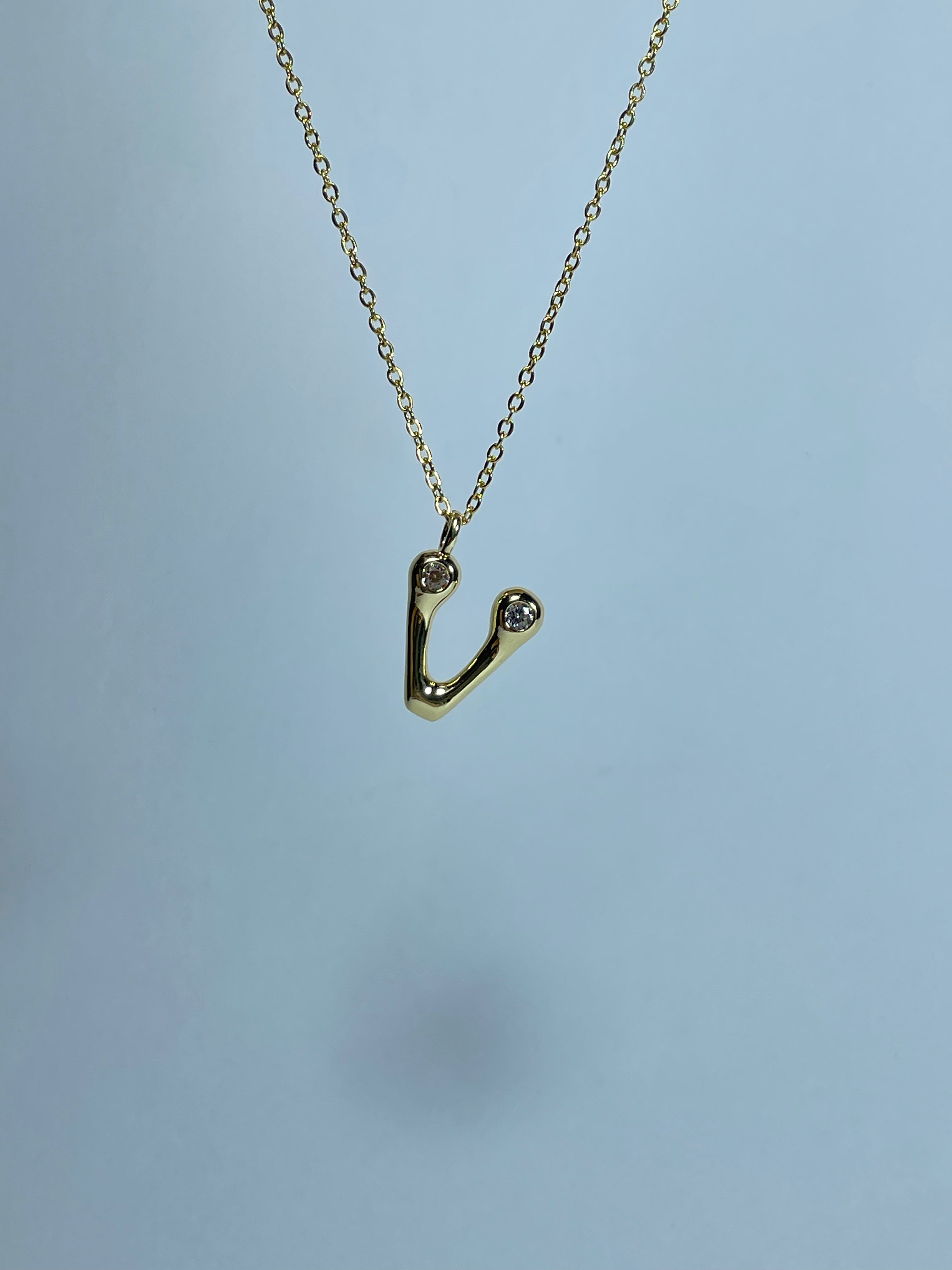 Gold Crystal Initial Necklace