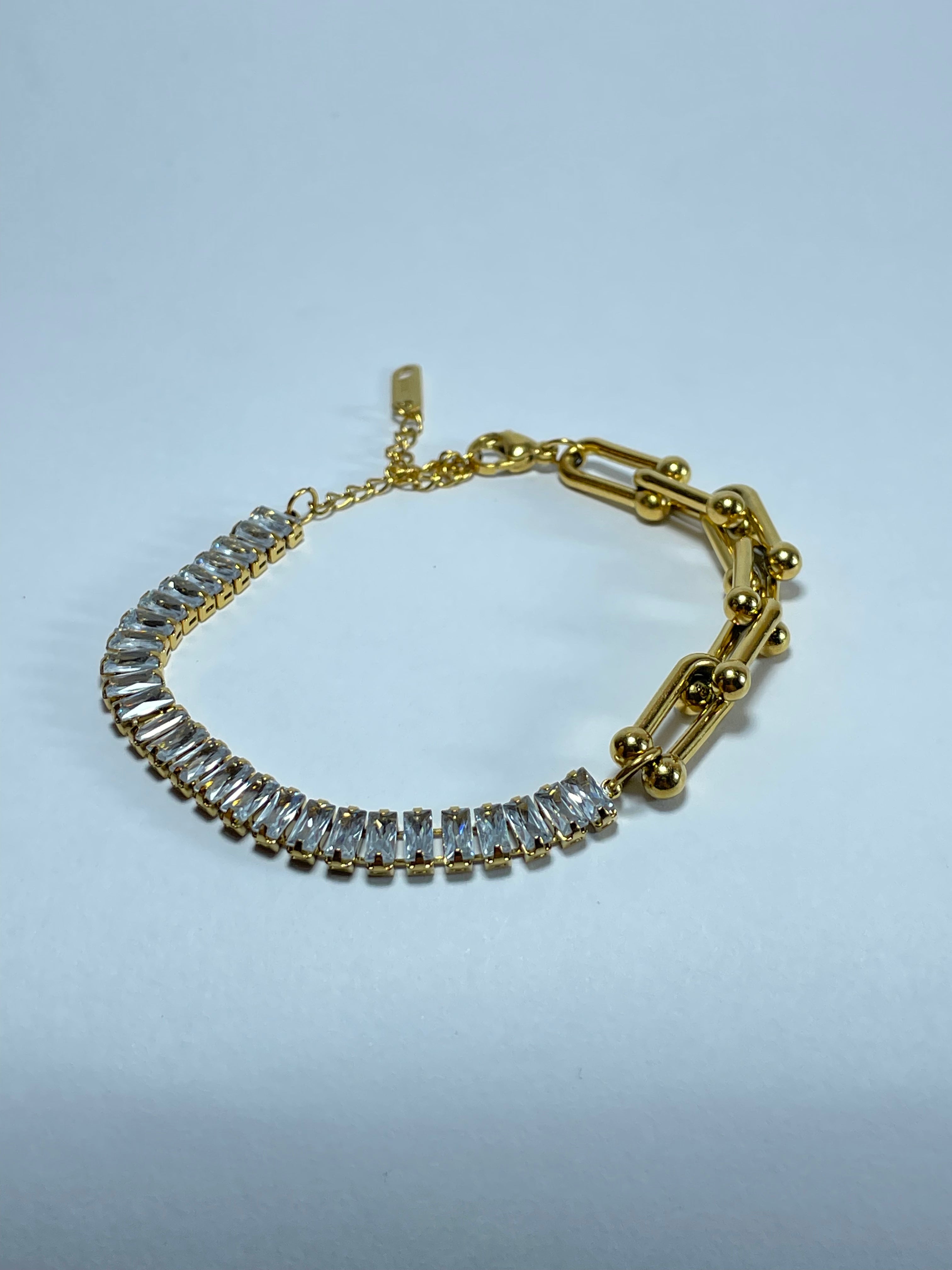 Gold Chain and Crystal Bracelet
