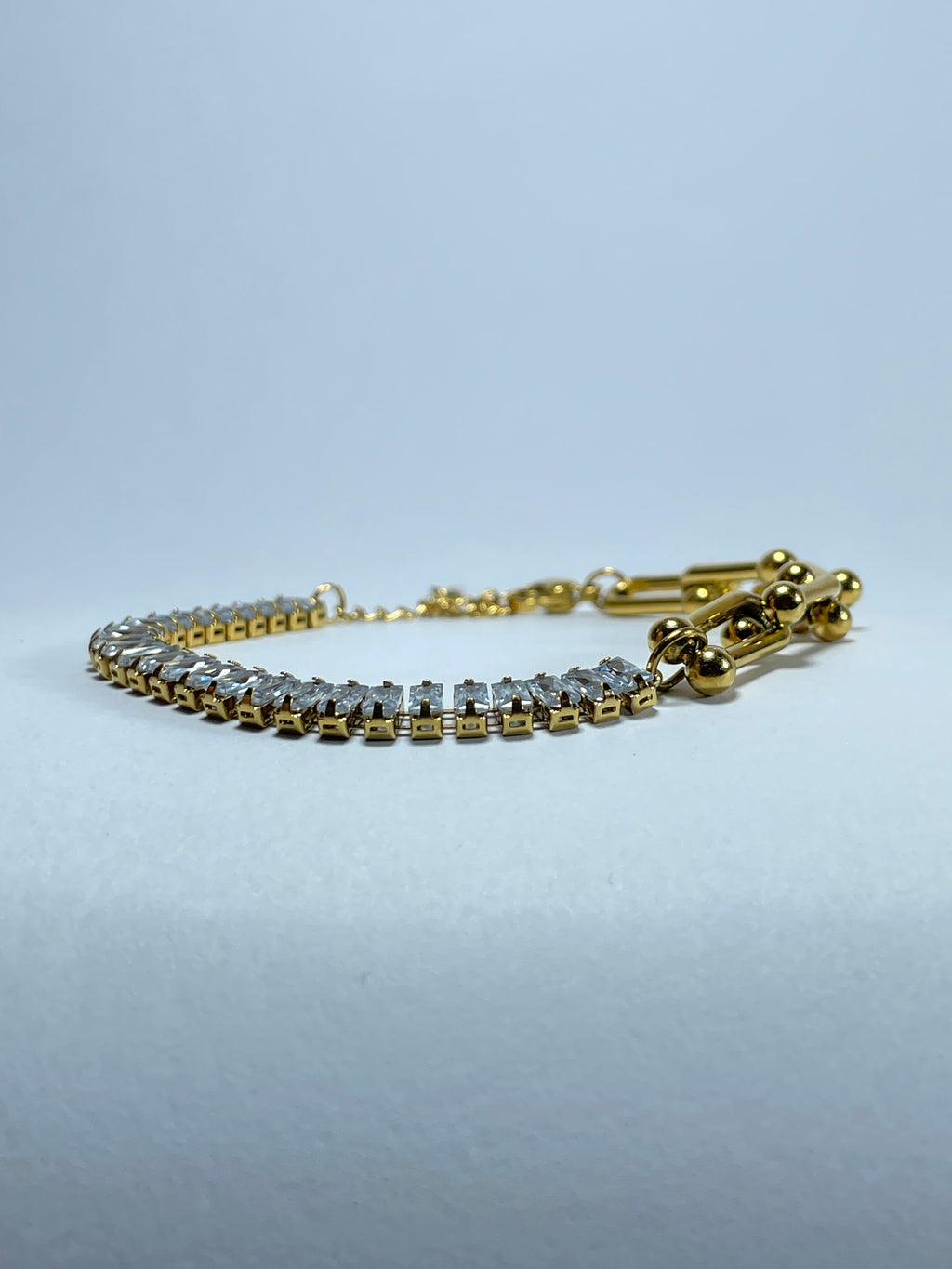 Gold Chain and Crystal Bracelet