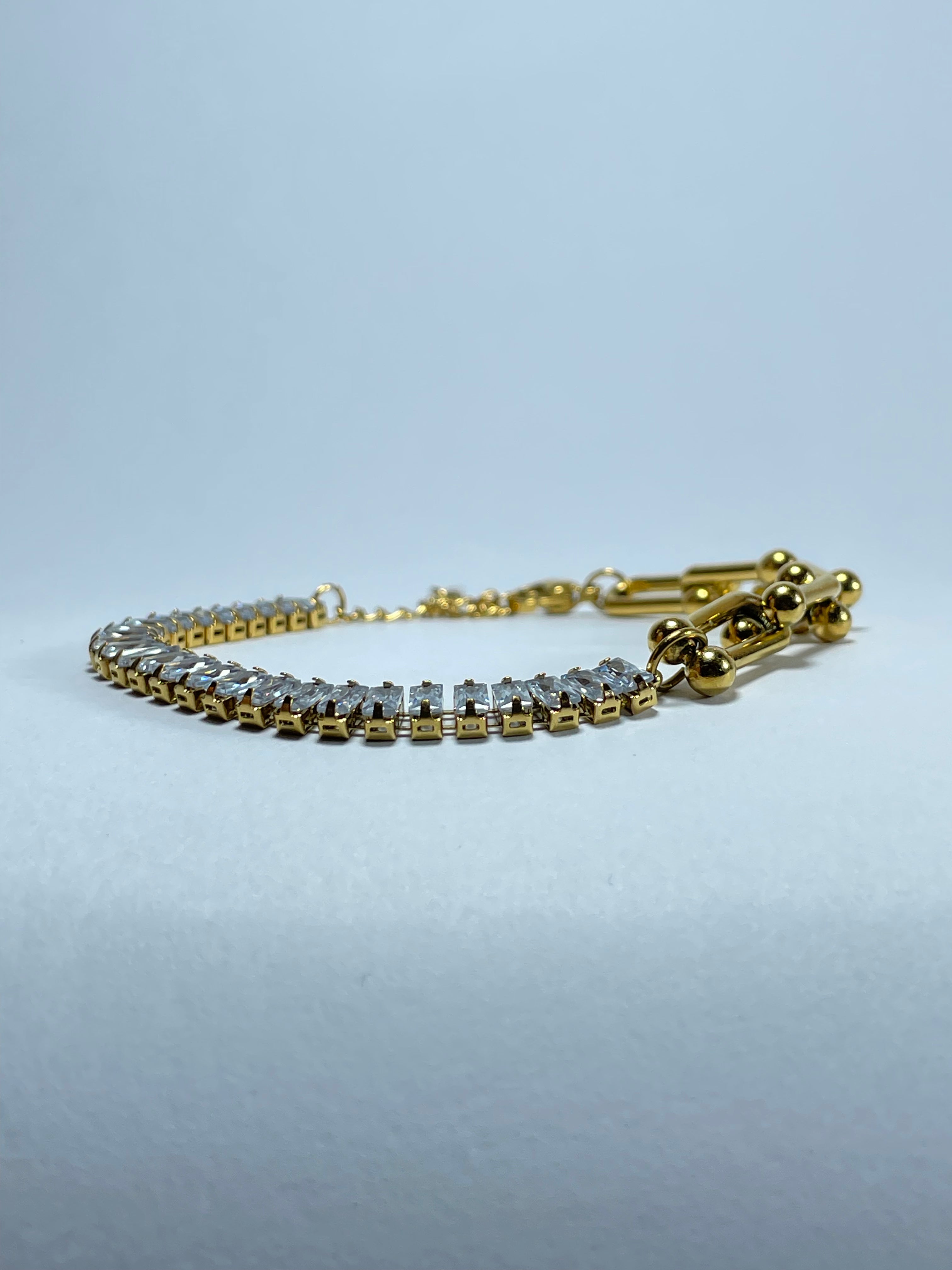 Gold Chain and Crystal Bracelet
