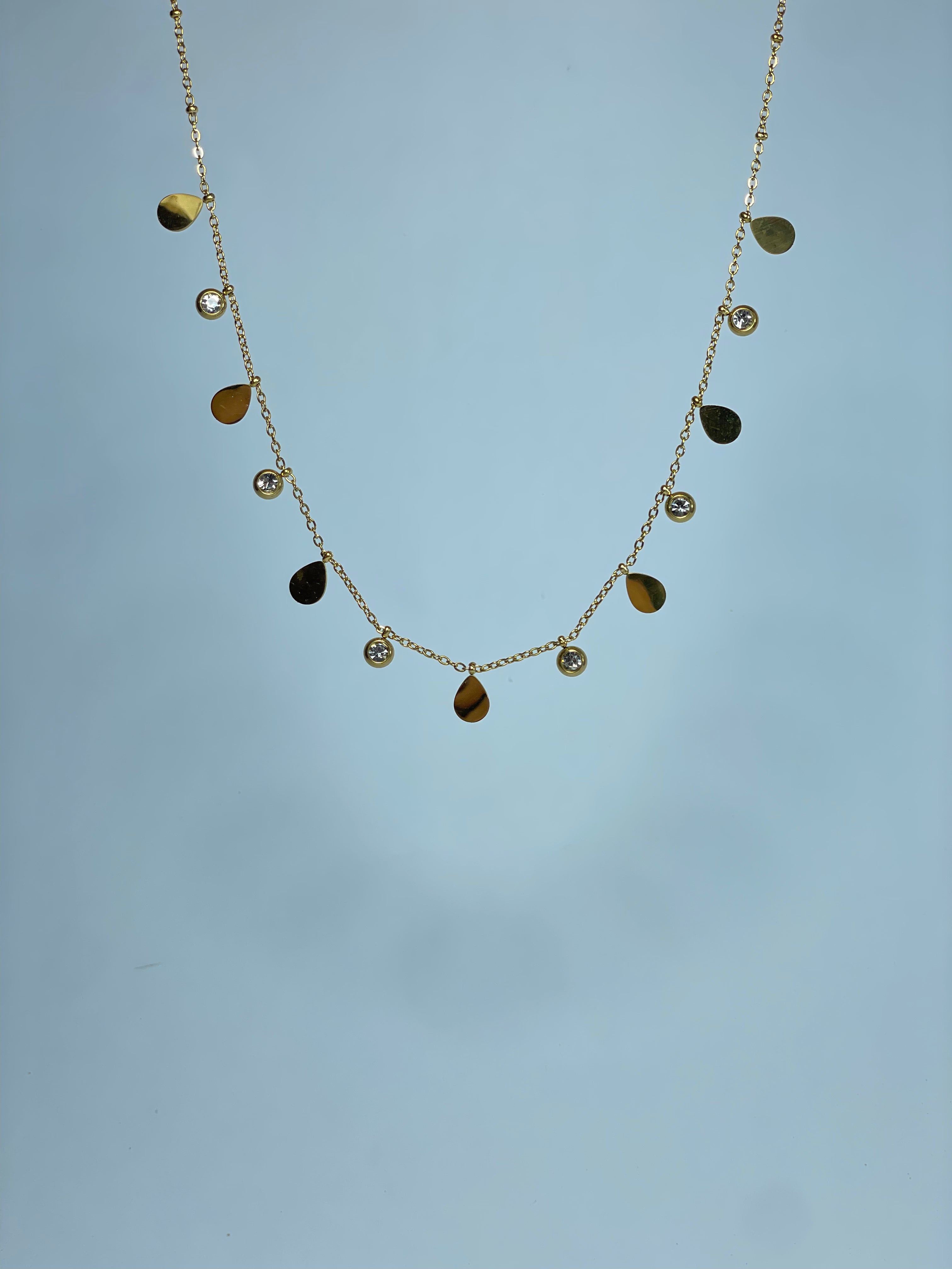 Glimmering Raindrop Charm Necklace