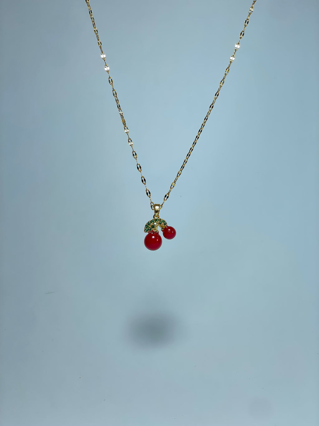 Sweet Cherry Gold Pendant Necklace