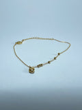 Gold Heart & Bead Charm Anklet