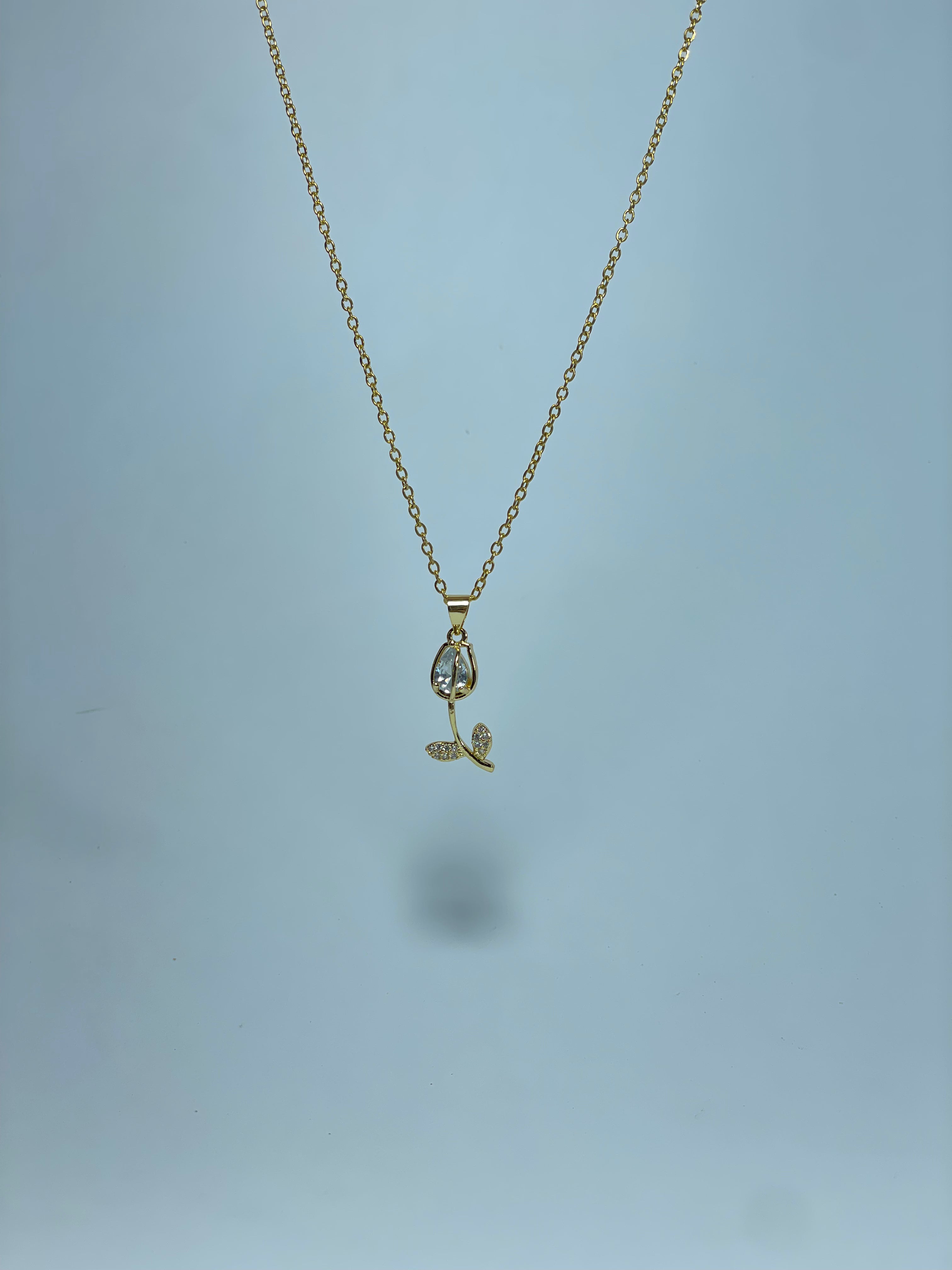 Diamond-Kissed Tulip Necklace