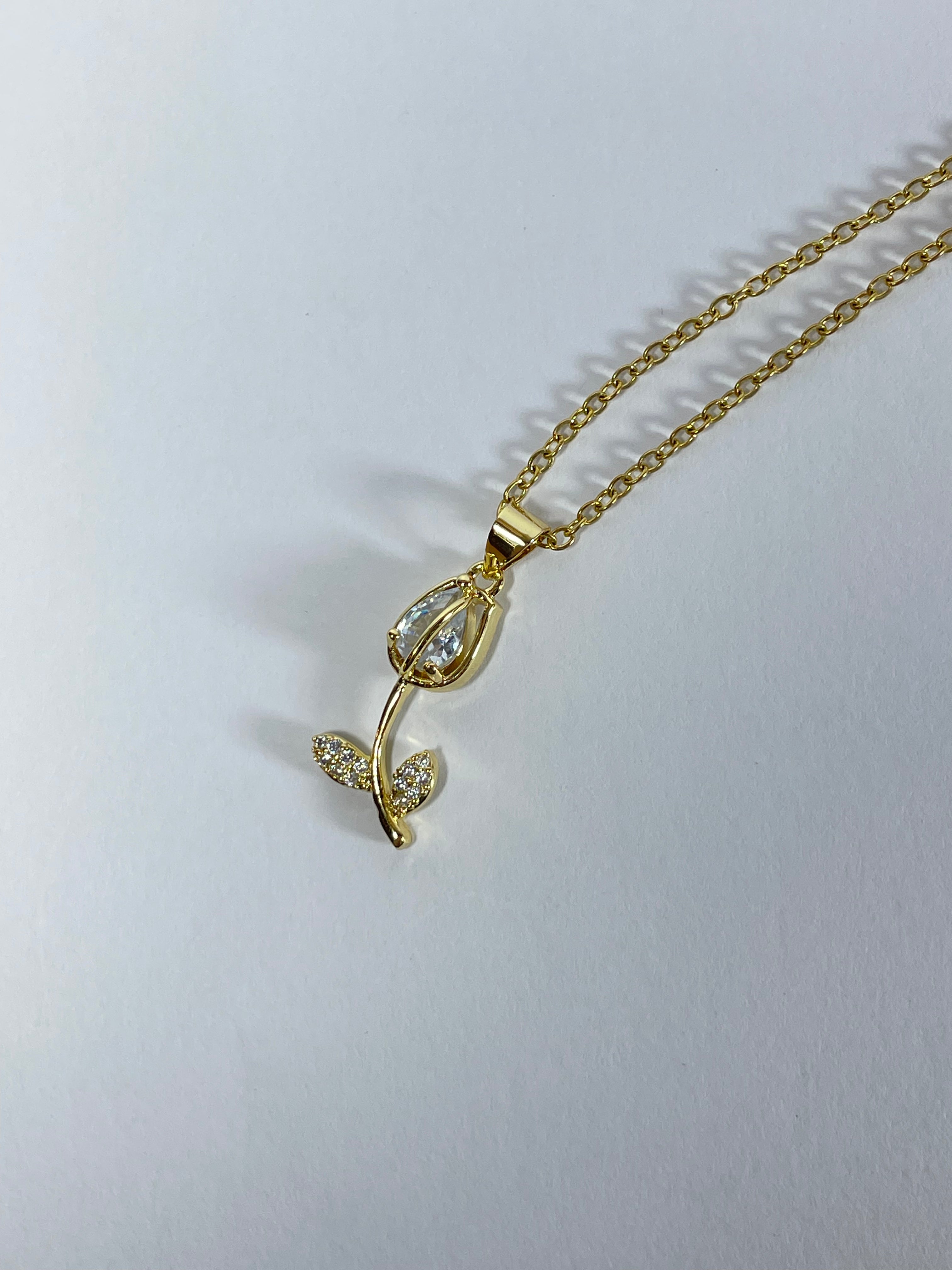 Diamond-Kissed Tulip Necklace