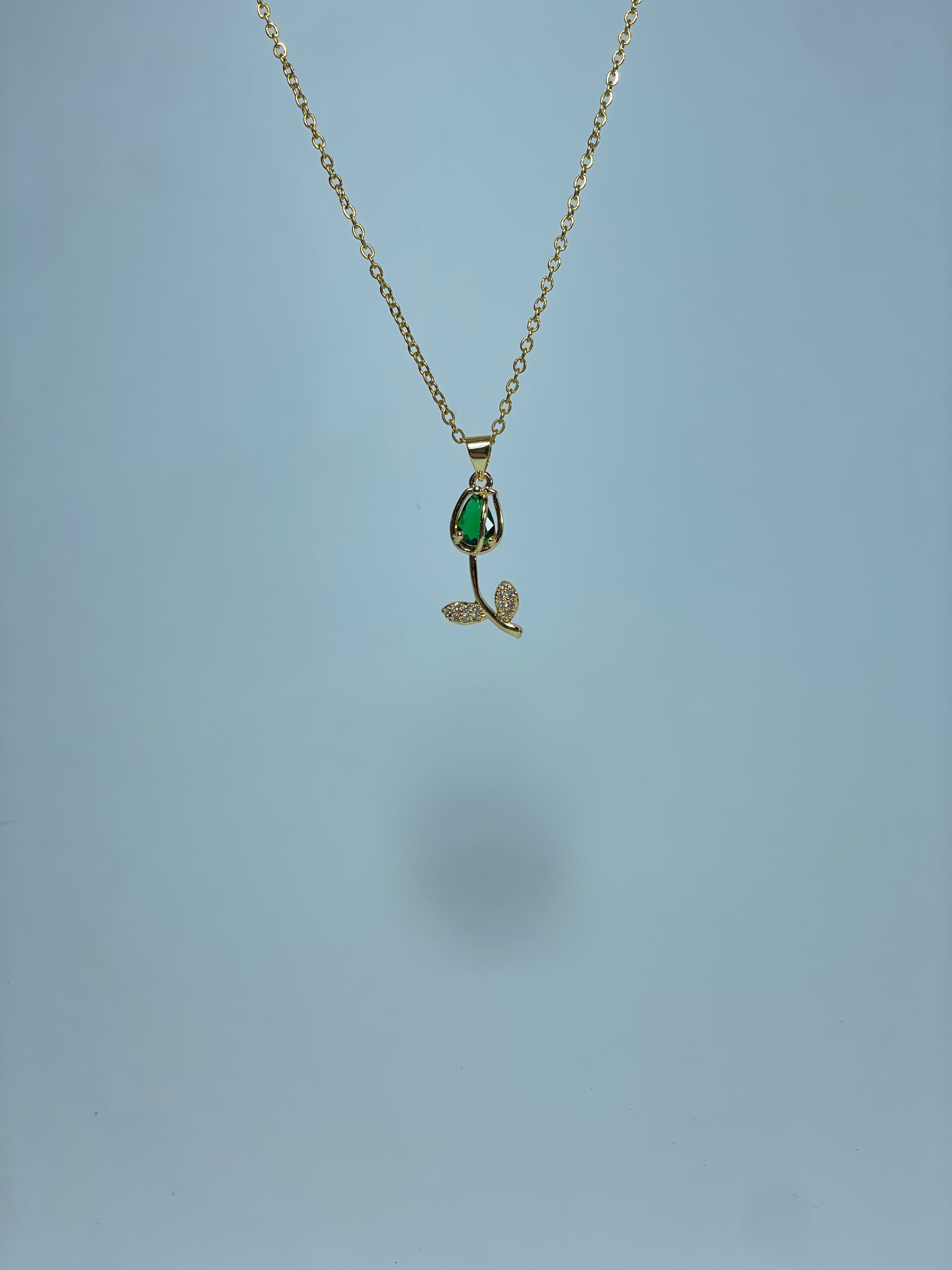 Diamond-Kissed Tulip Necklace