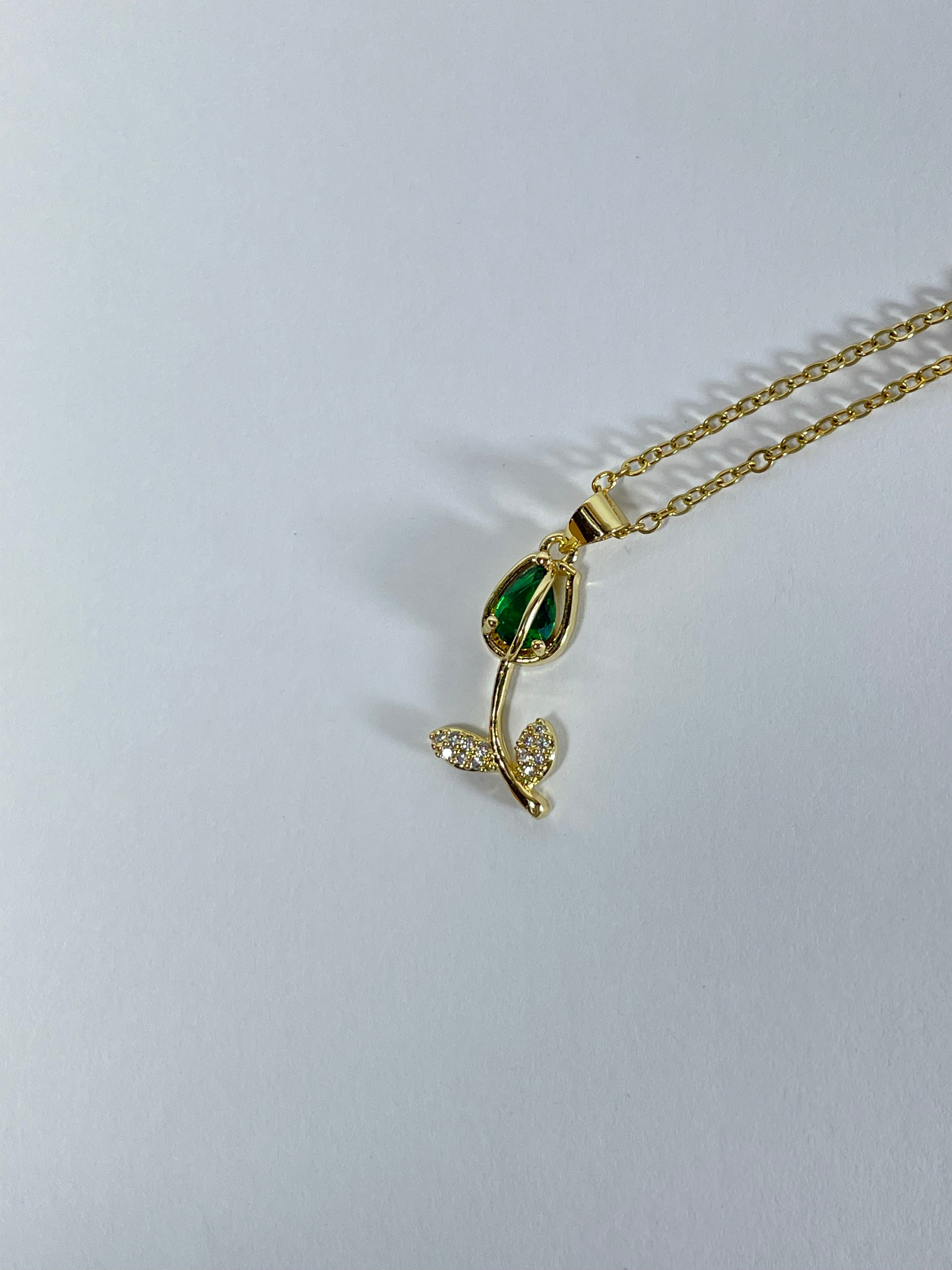 Diamond-Kissed Tulip Necklace