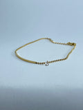Gold Bar & Crystal Ball-Chain Anklet