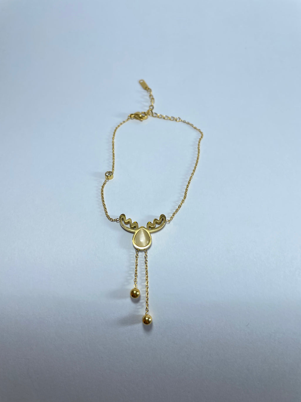 Gold Deer & Opal Drop Anklet
