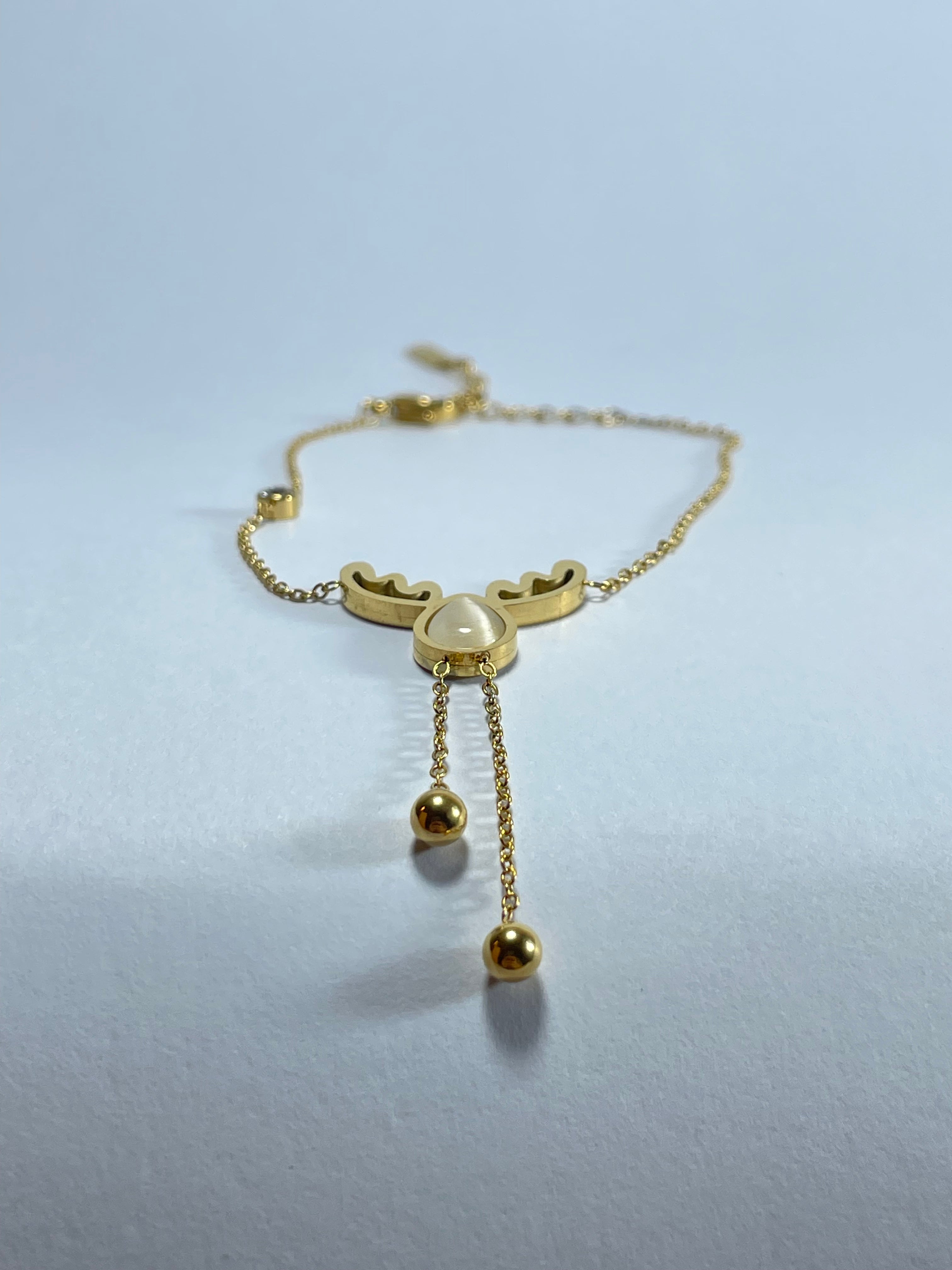 Gold Deer & Opal Drop Anklet