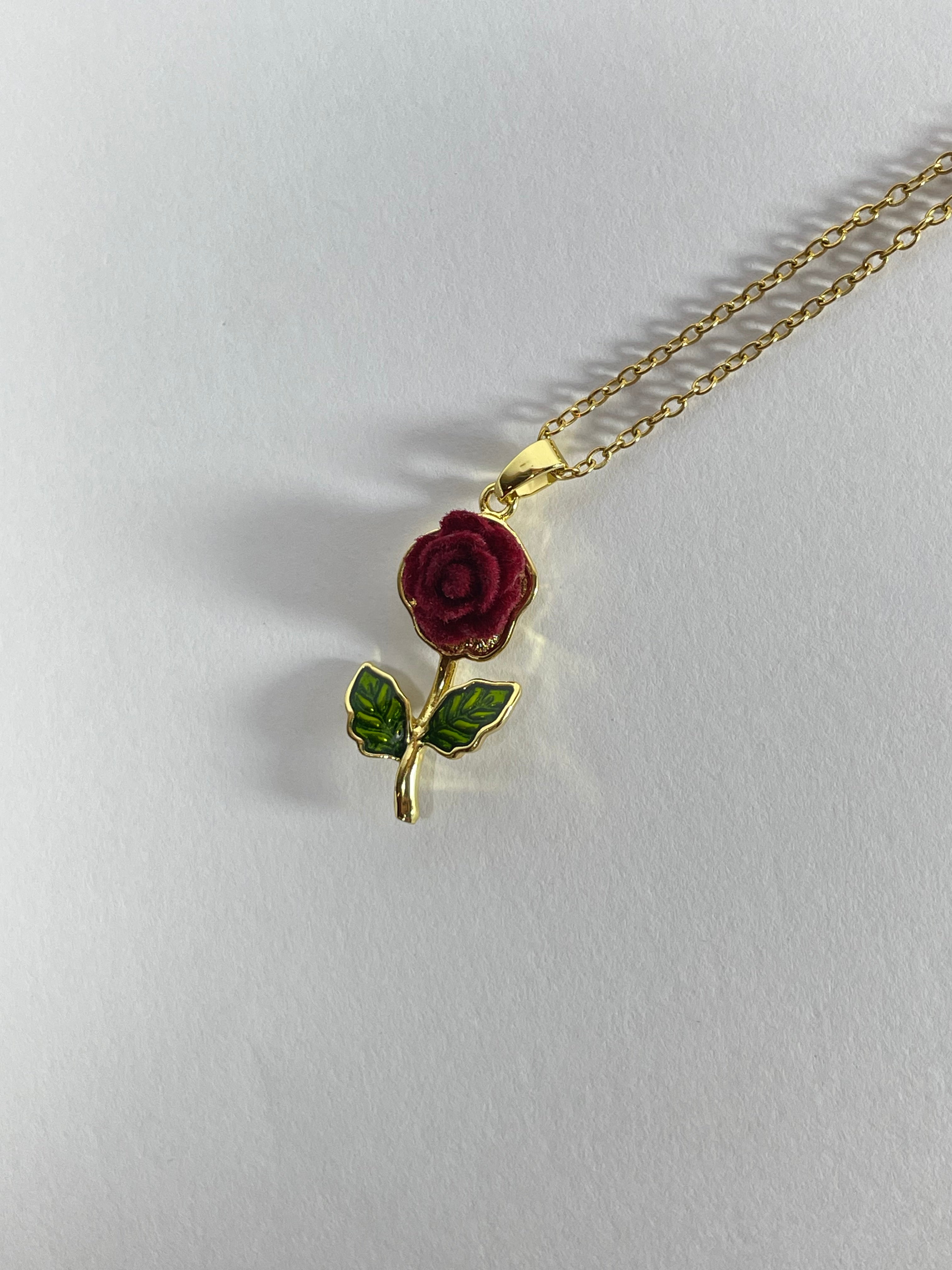 Velvet Rose Pendant Necklace