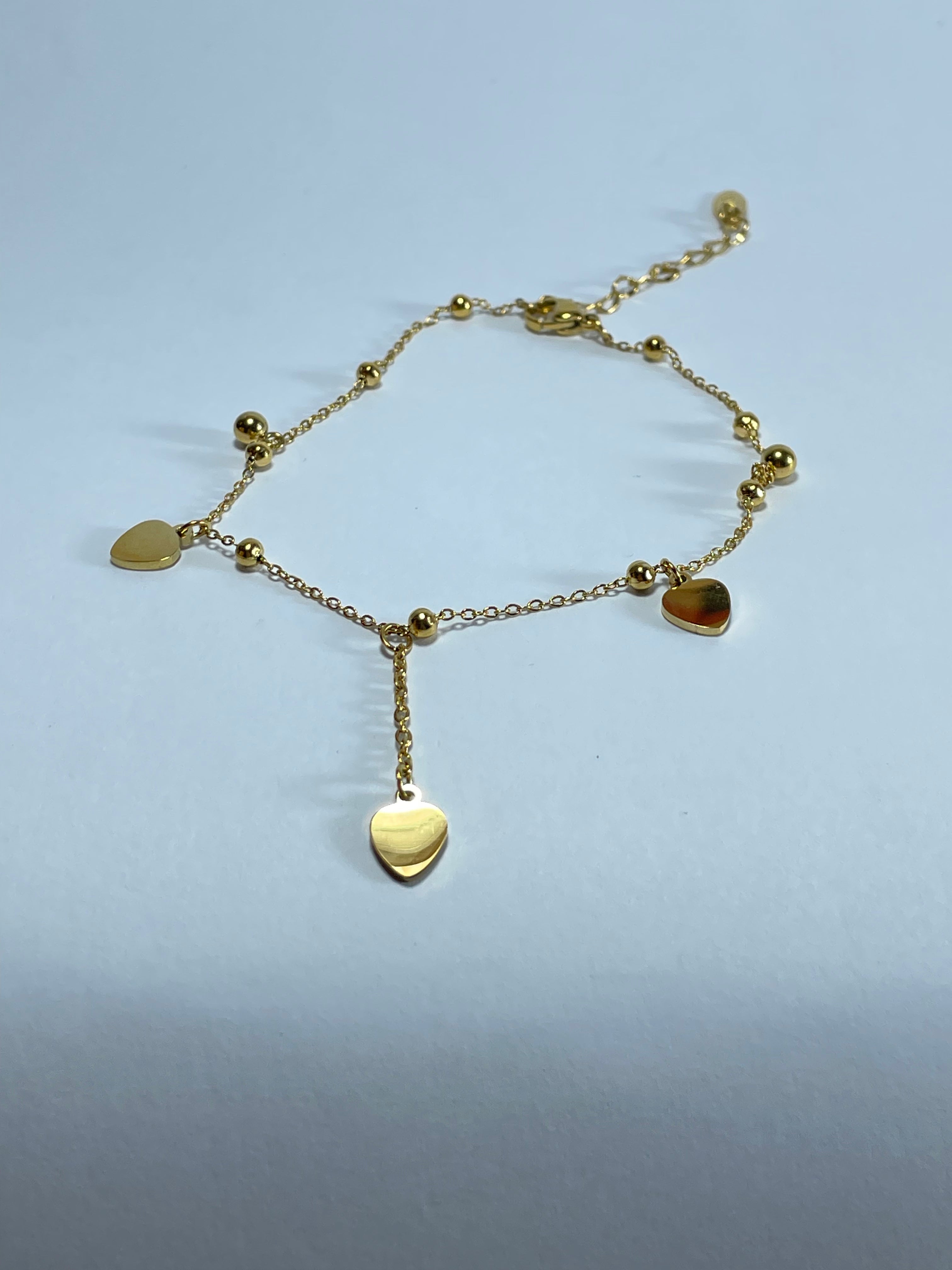 Multi-Heart Charm Gold Anklet