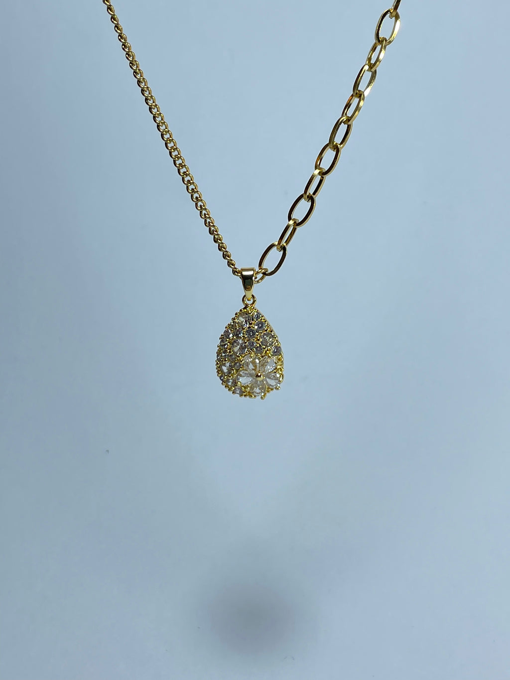 Crystal Dewdrop Mixed-Link Necklace