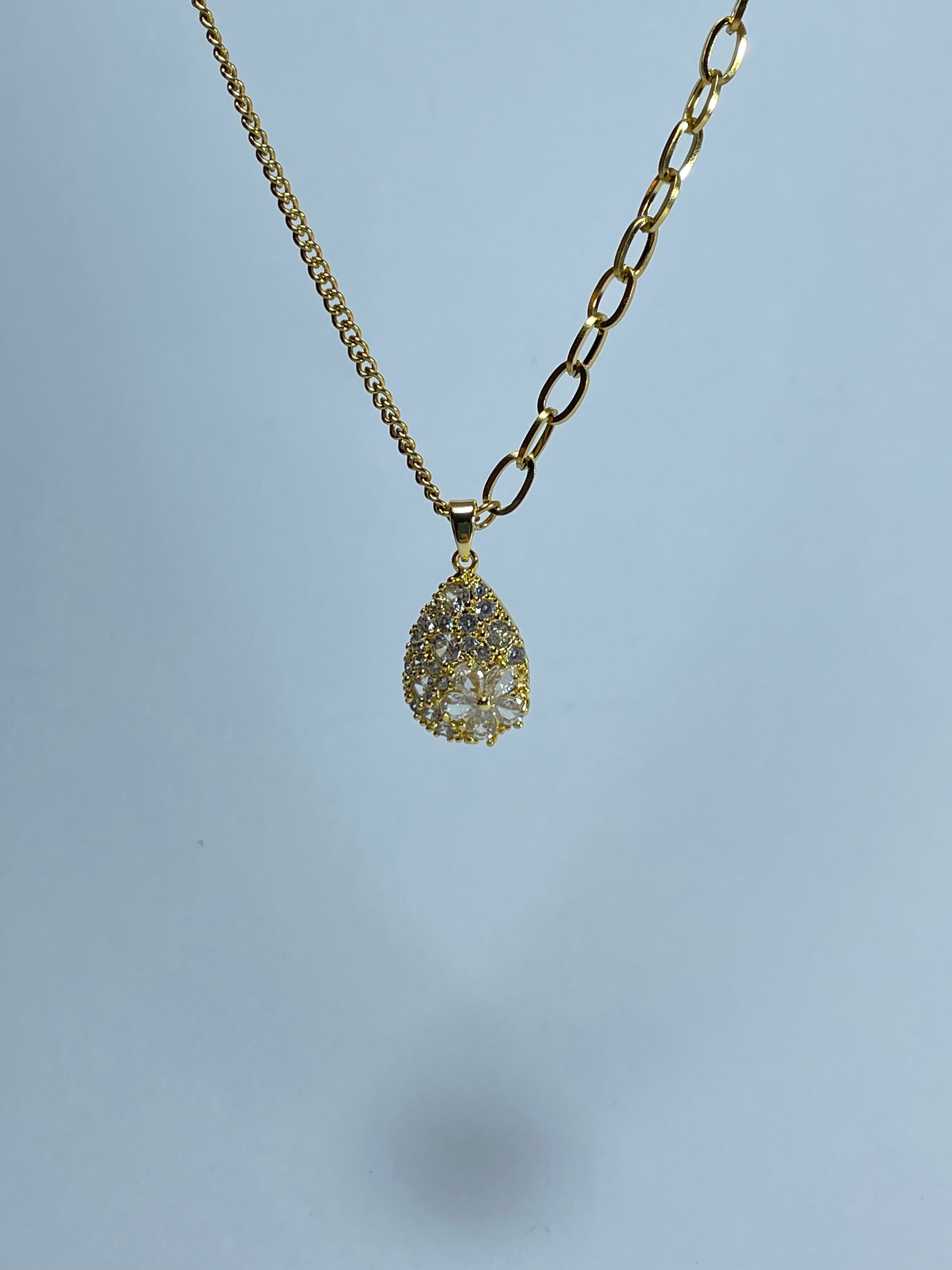 Crystal Dewdrop Mixed-Link Necklace