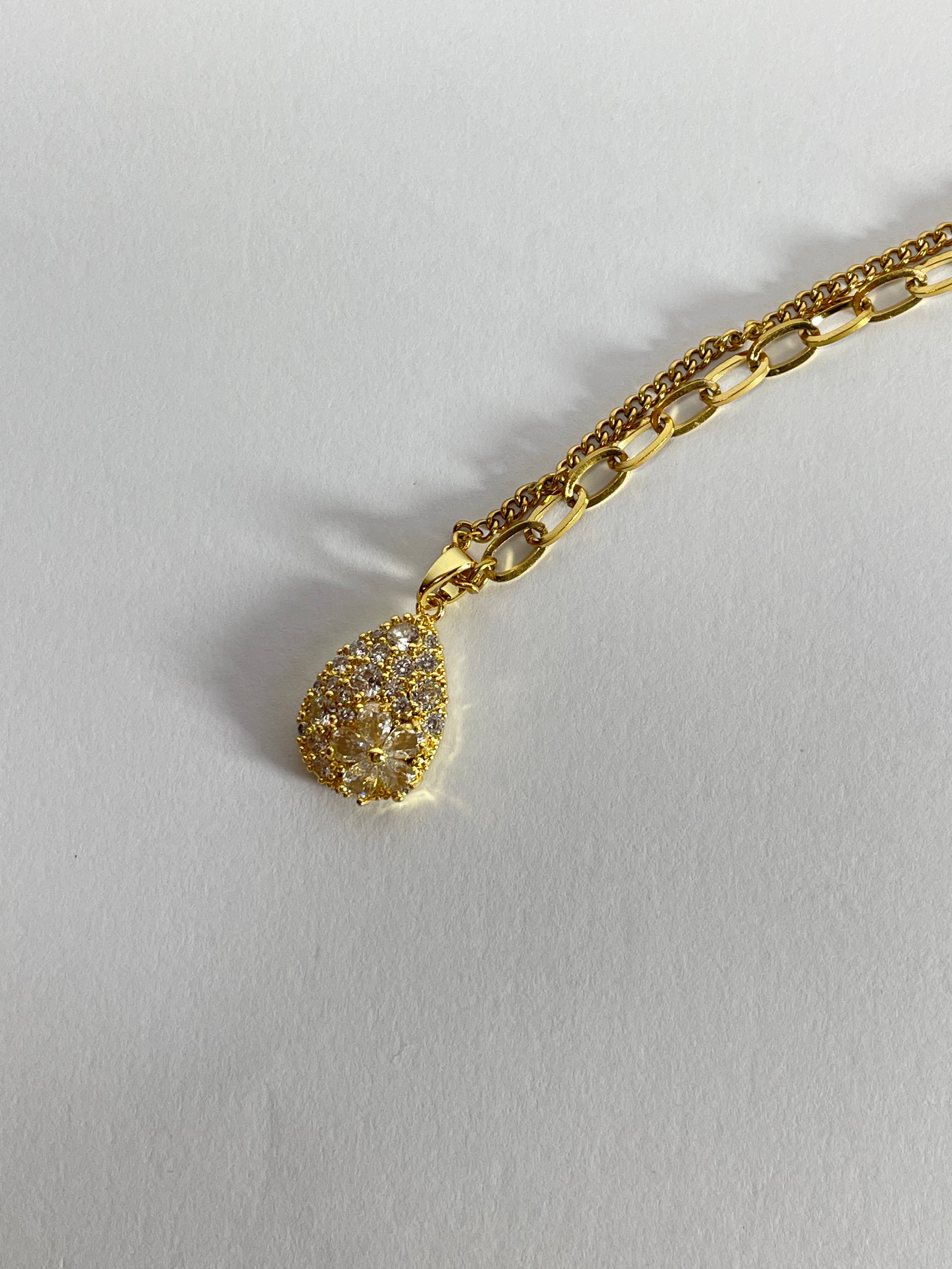 Crystal Dewdrop Mixed-Link Necklace