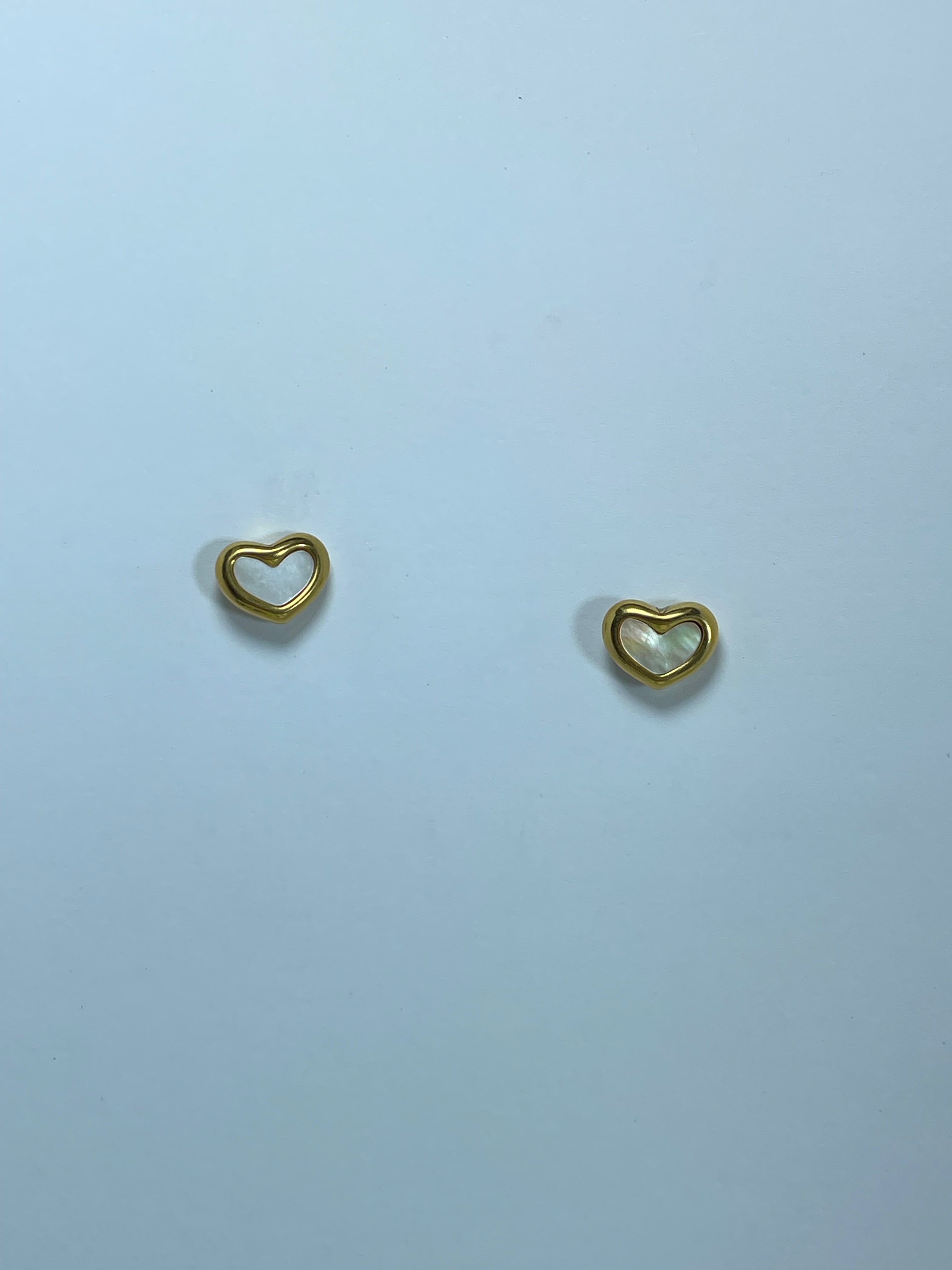 Gold Pearly Heart Studs