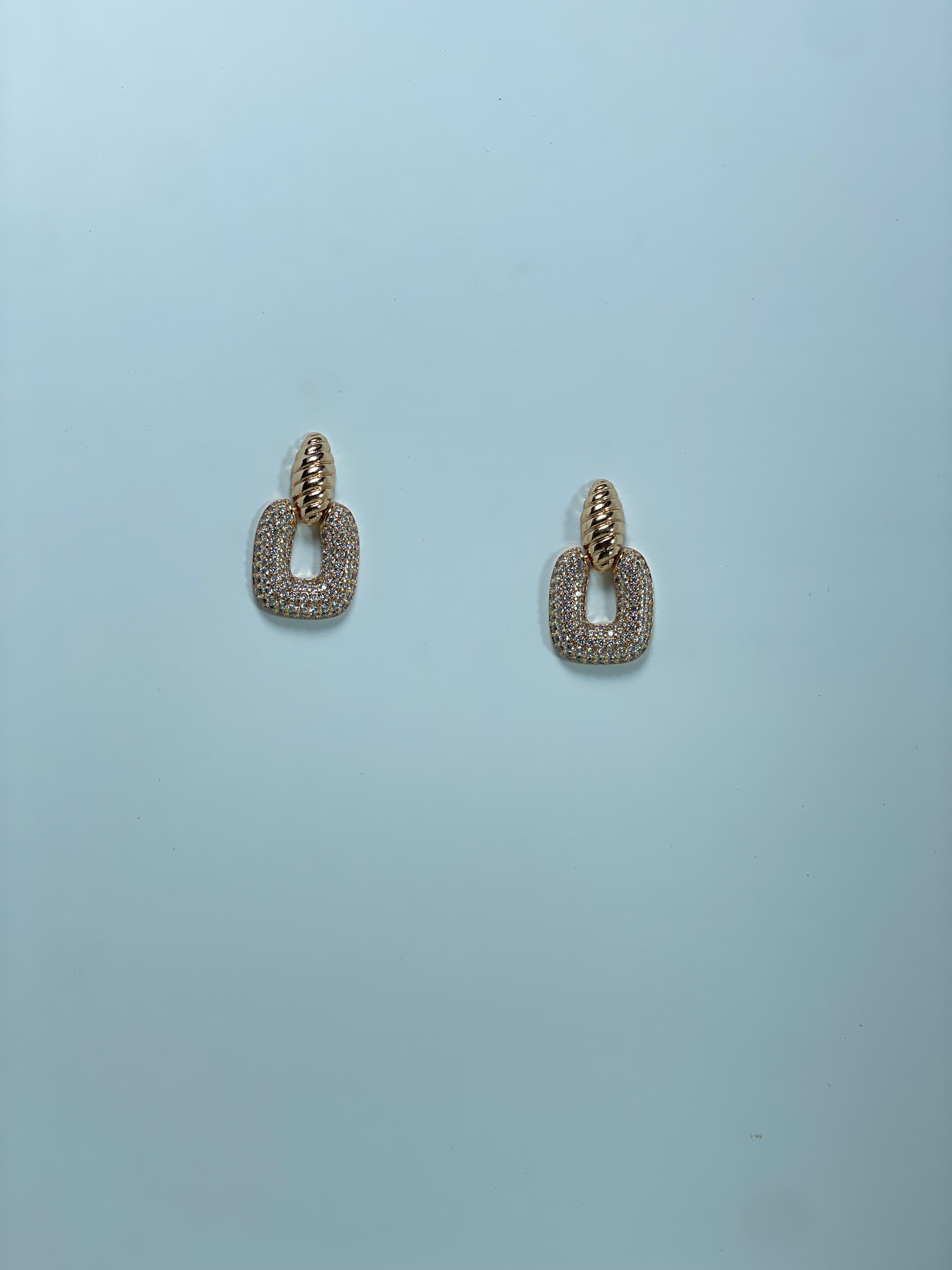 Gold Pave Door Knocker Earrings