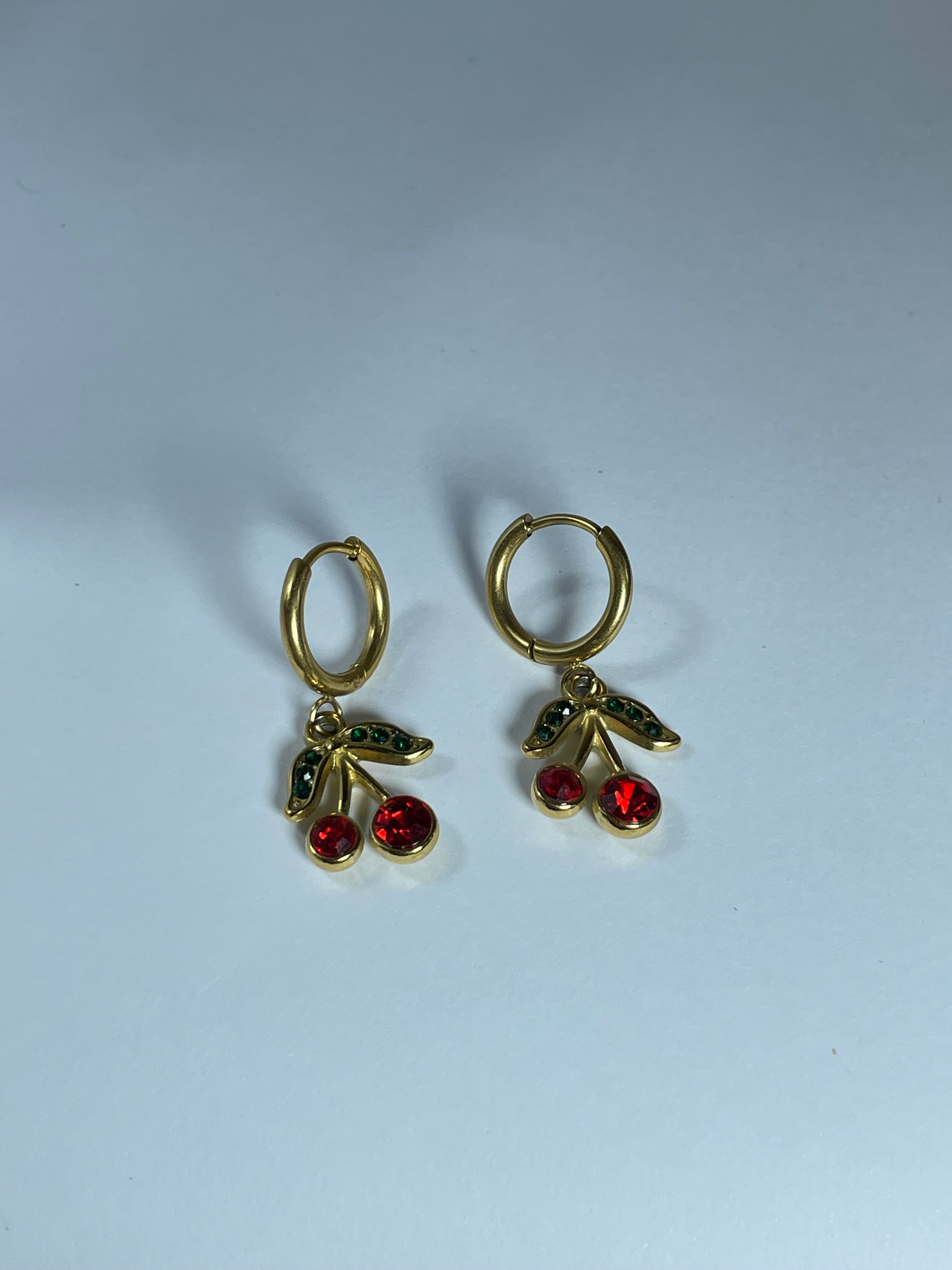 Gold Crystal Cherry Earings