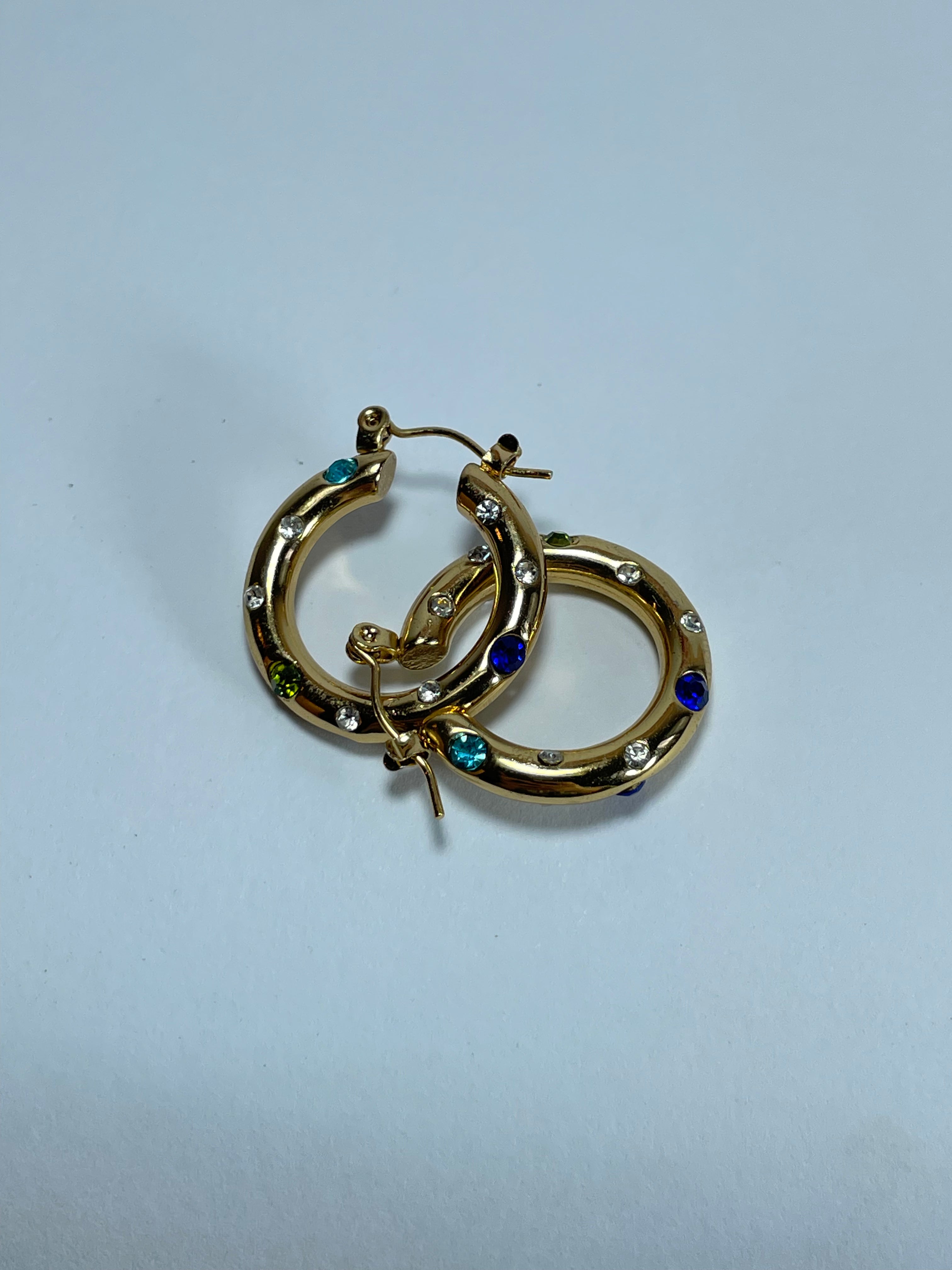 Gold Multi-Crystal Chunky Hoops