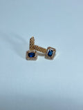 Gold Blue Crystal Halo Earrings