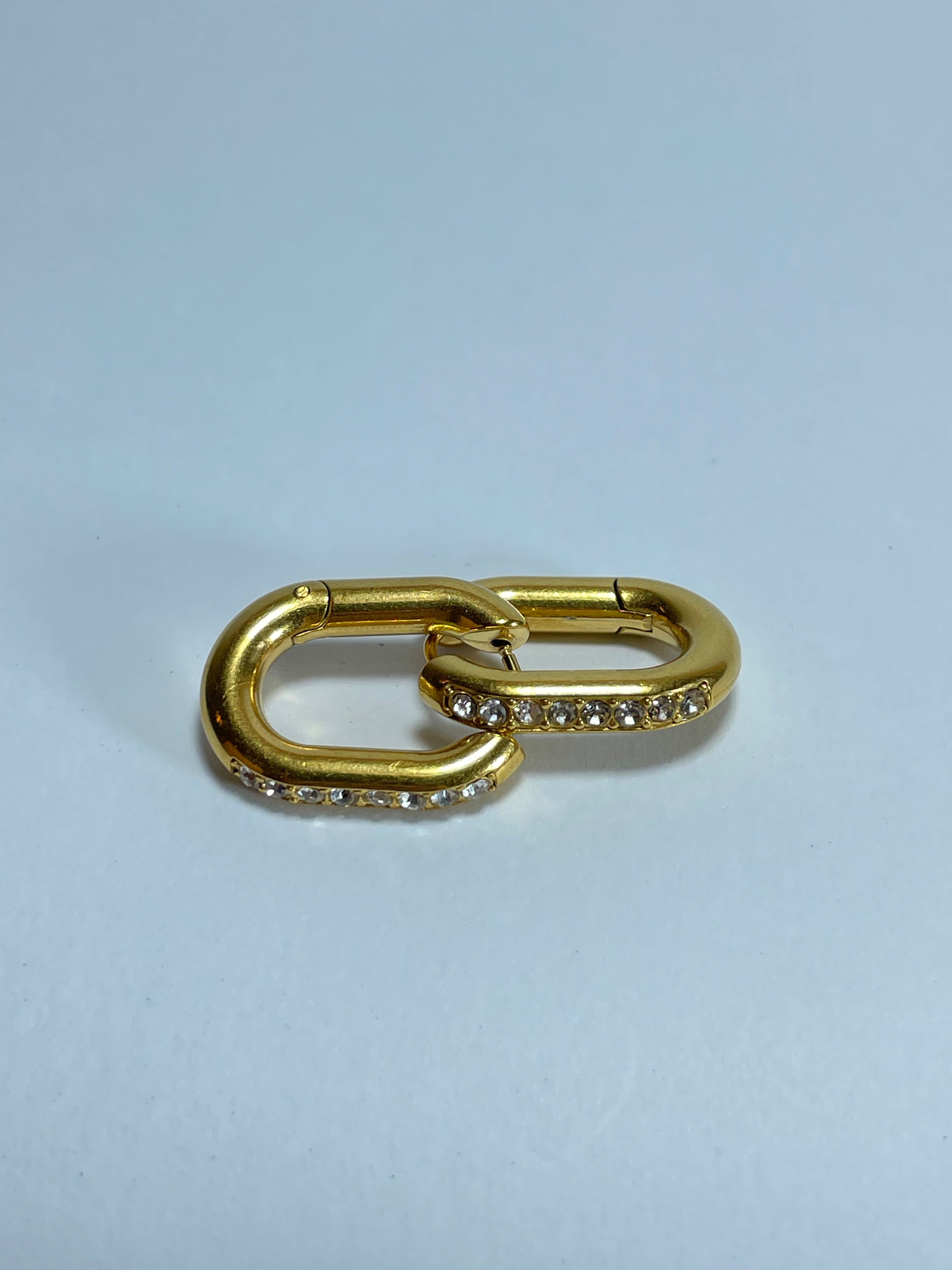 Gold Oval Link Crystal Earrings