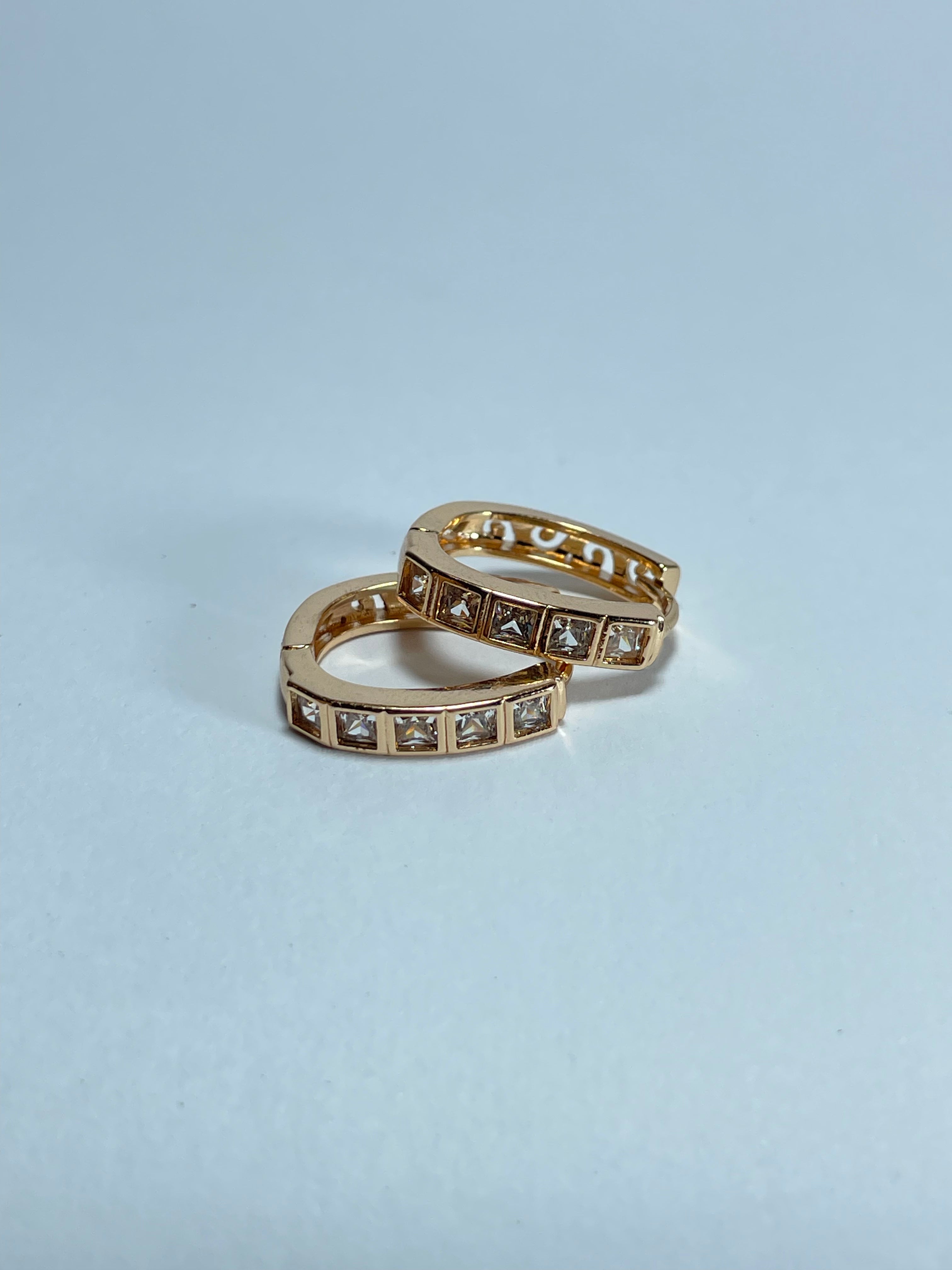 Gold Square-Cut Crystal Huggies