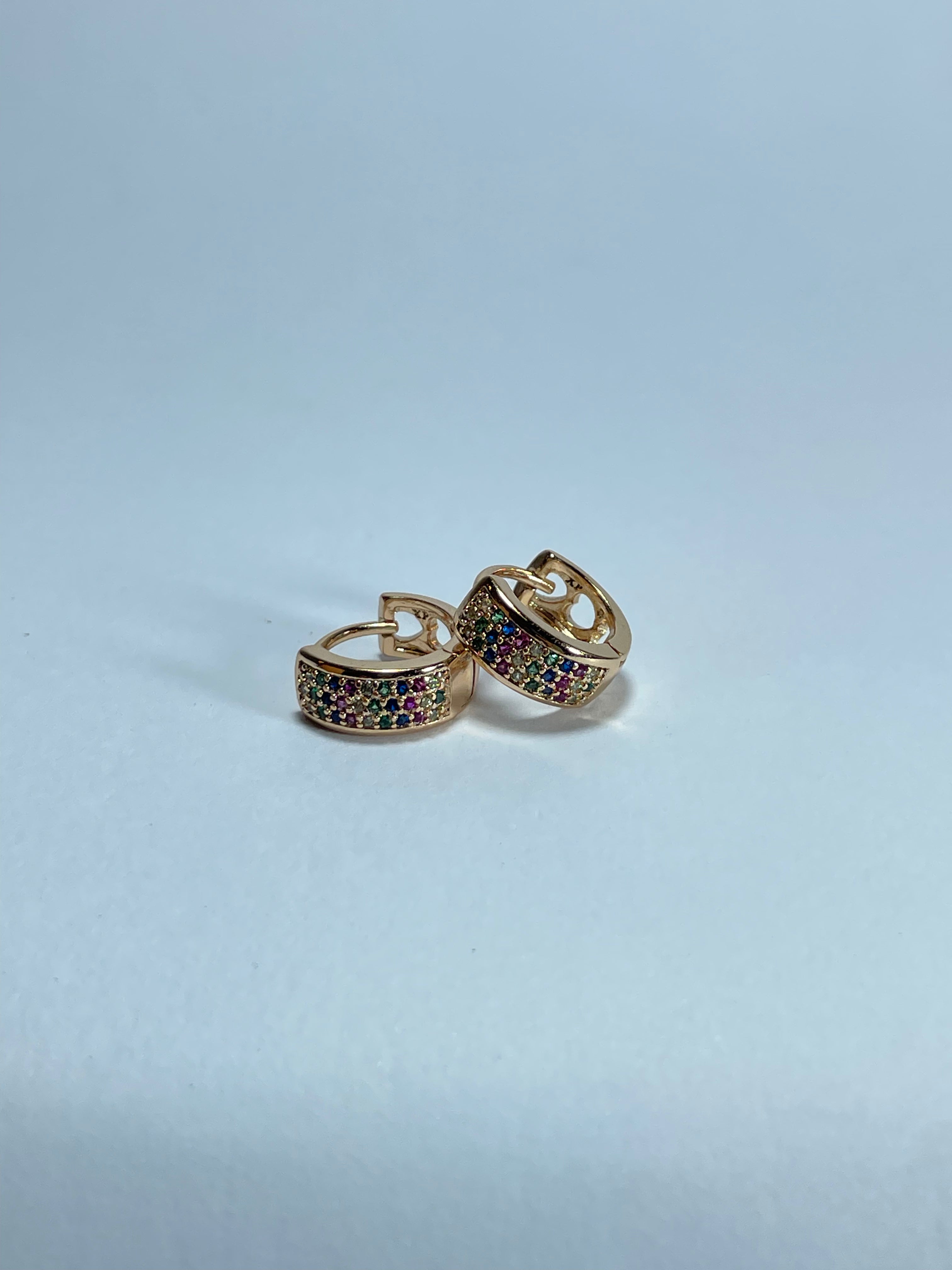 Gold Multi-Color Micro-Pave Huggies