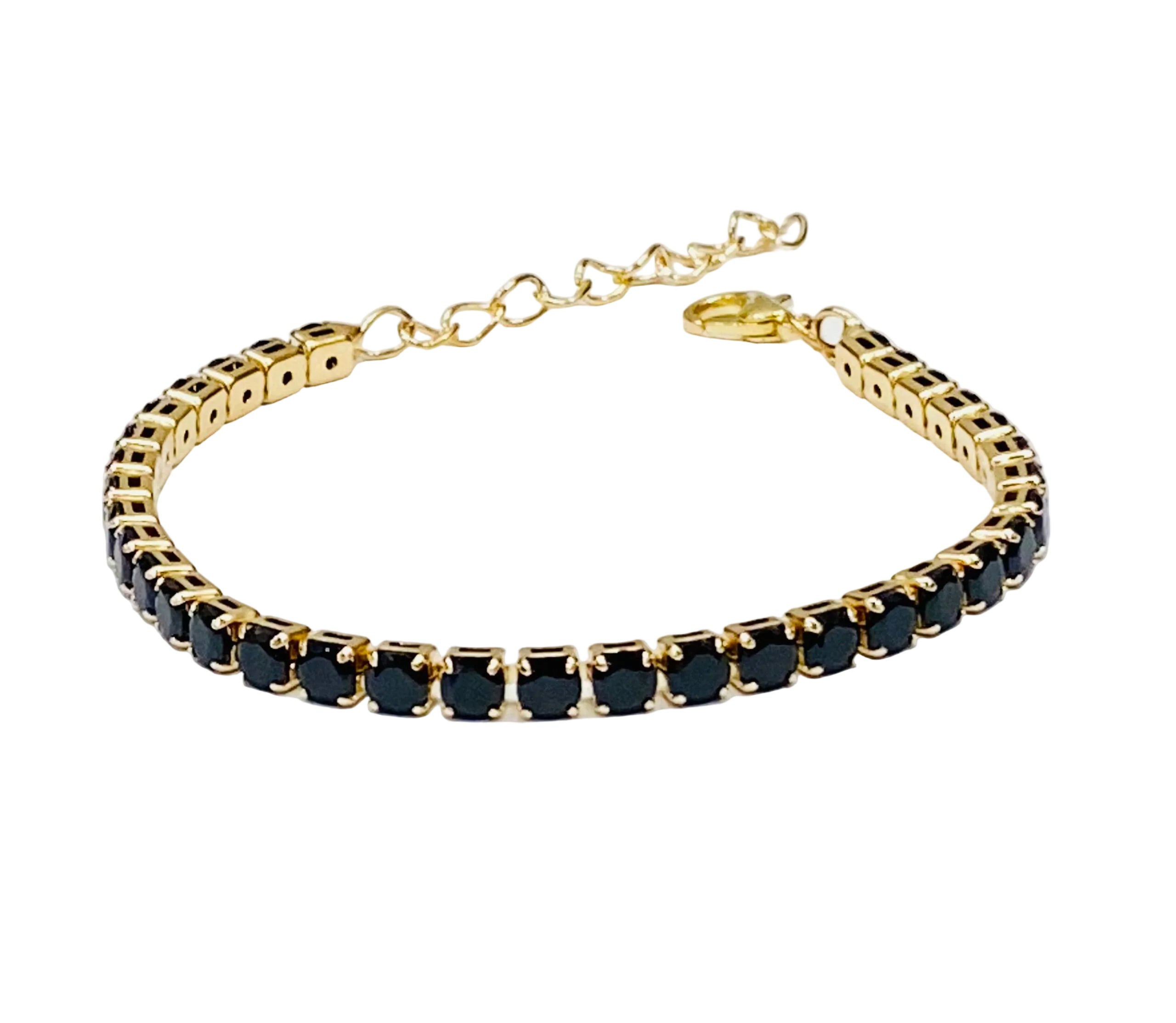 Midnight Onyx Gold Link Bracelet