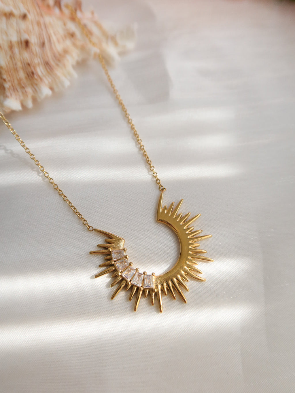 Celestial Sunburst Layered Necklace Set