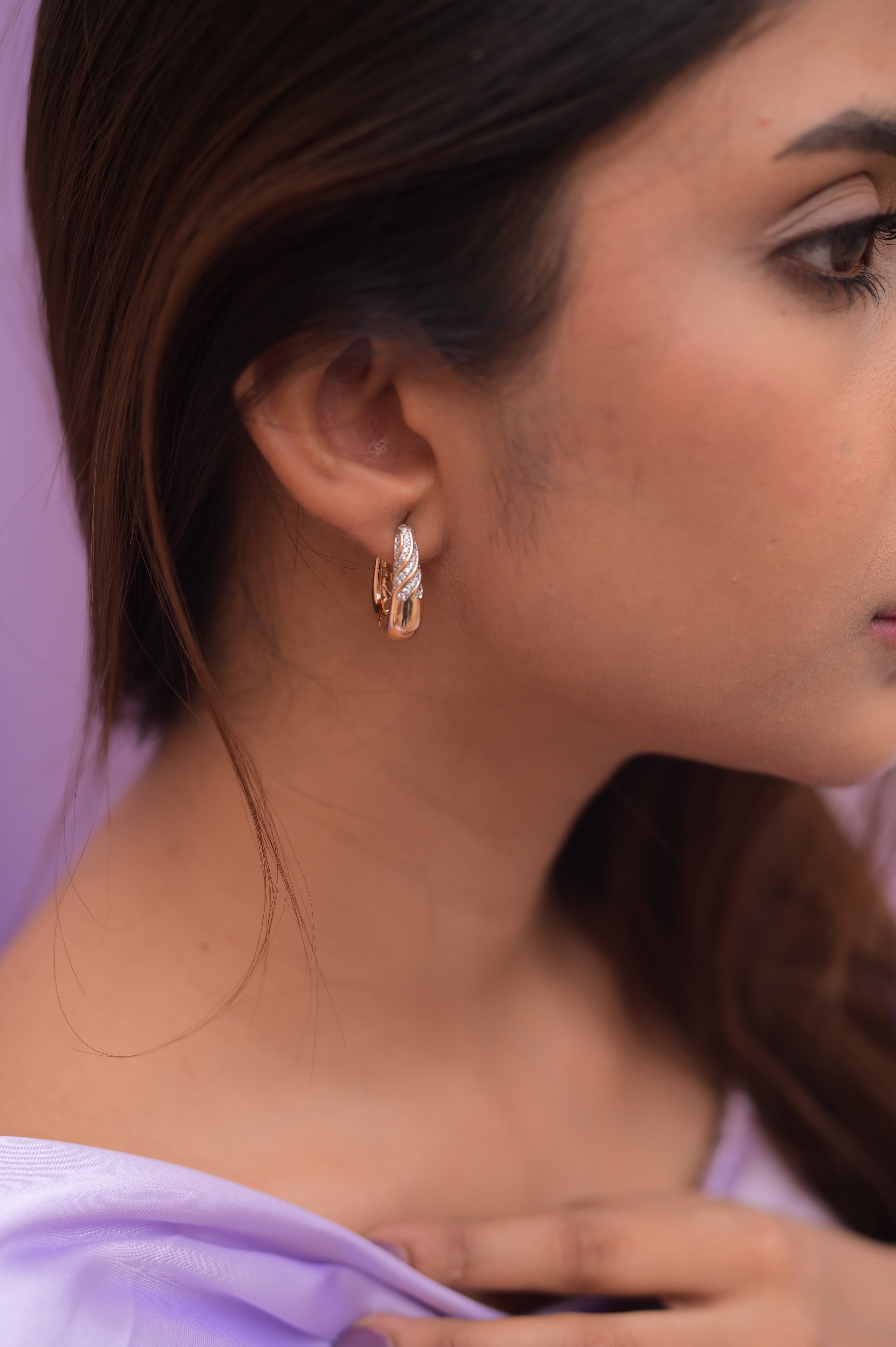 Gold Criss-Cross Crystal Huggies