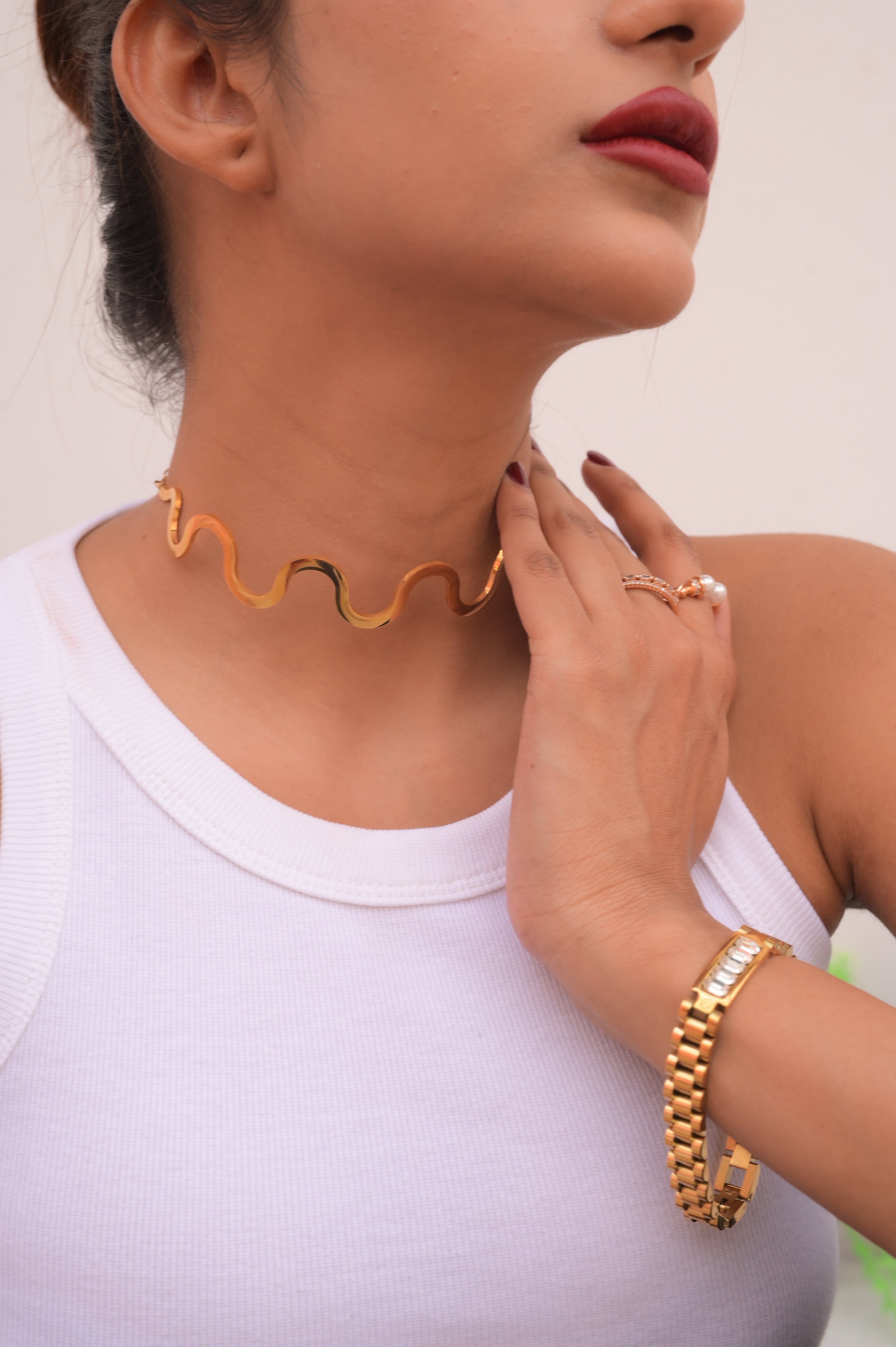 Gold Link Stone Bracelet