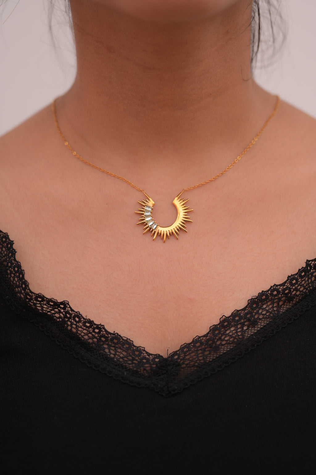 Celestial Sunburst Layered Necklace Set