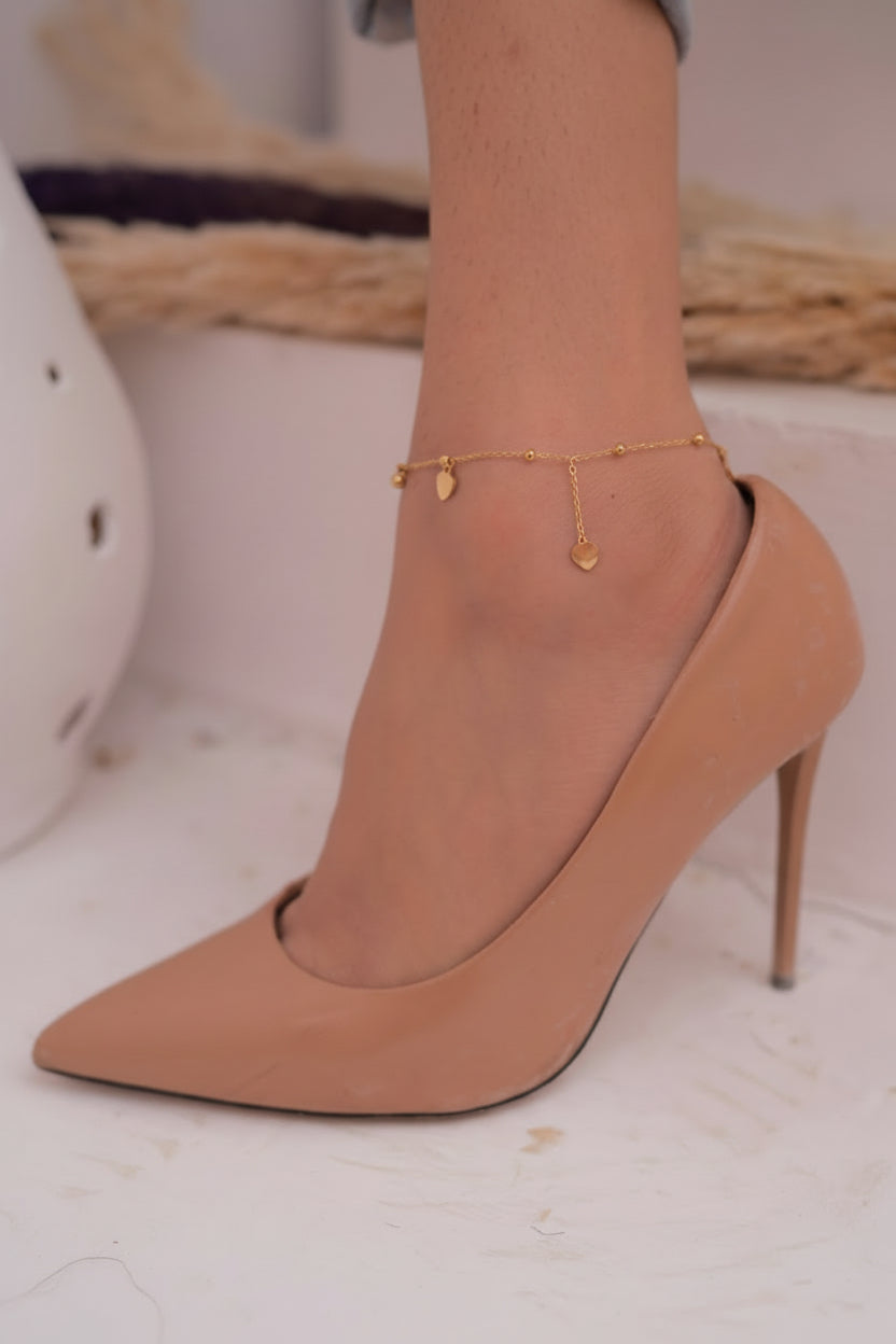 Multi-Heart Charm Gold Anklet