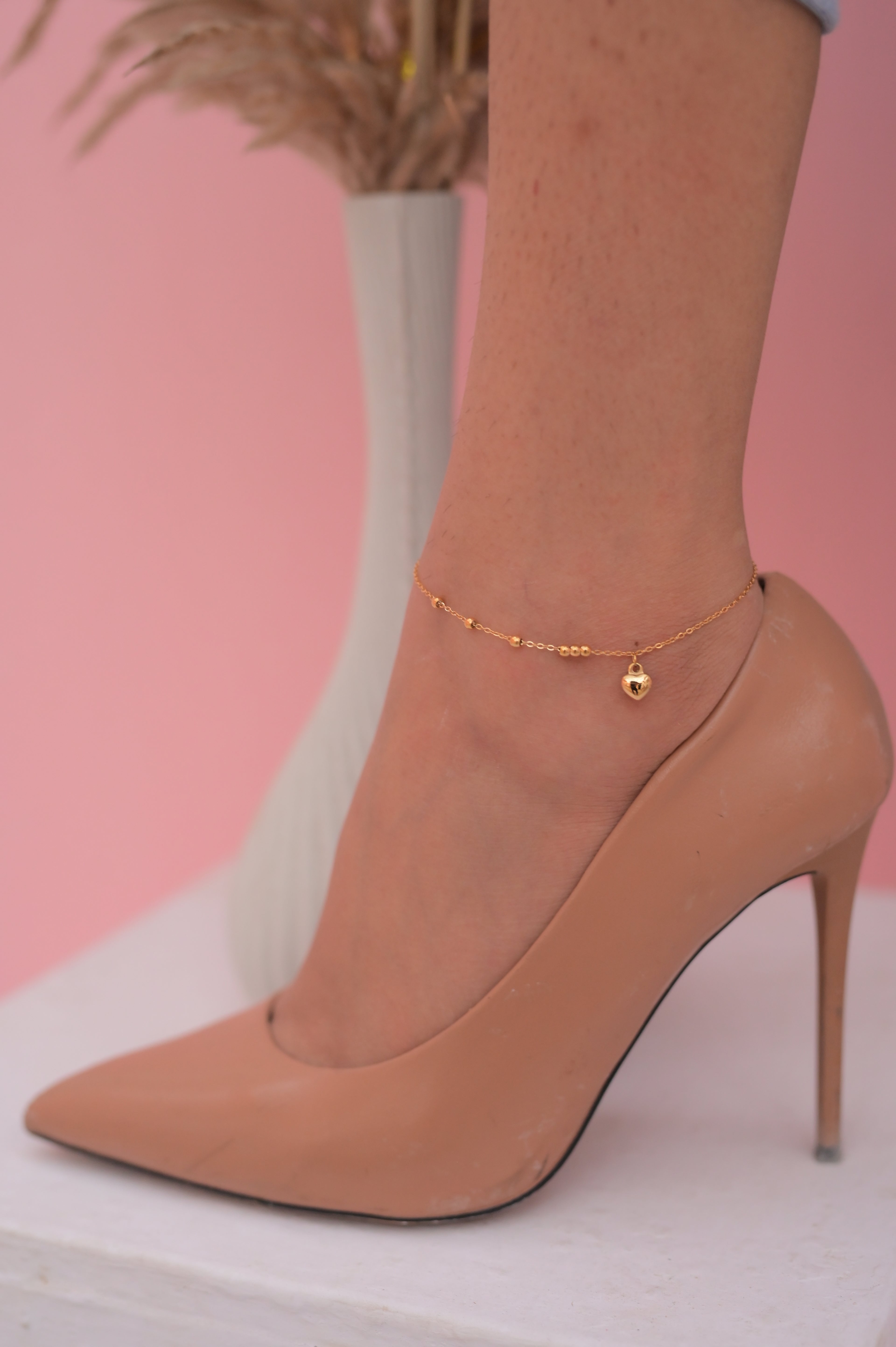 Gold Stardust Bead Charm Anklet