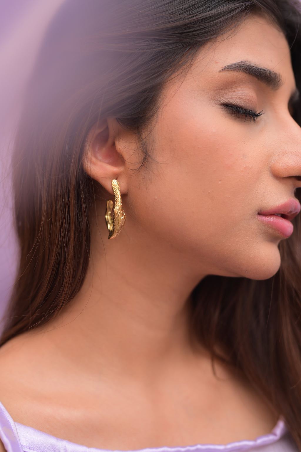 Gold Textured Abstract Earrings