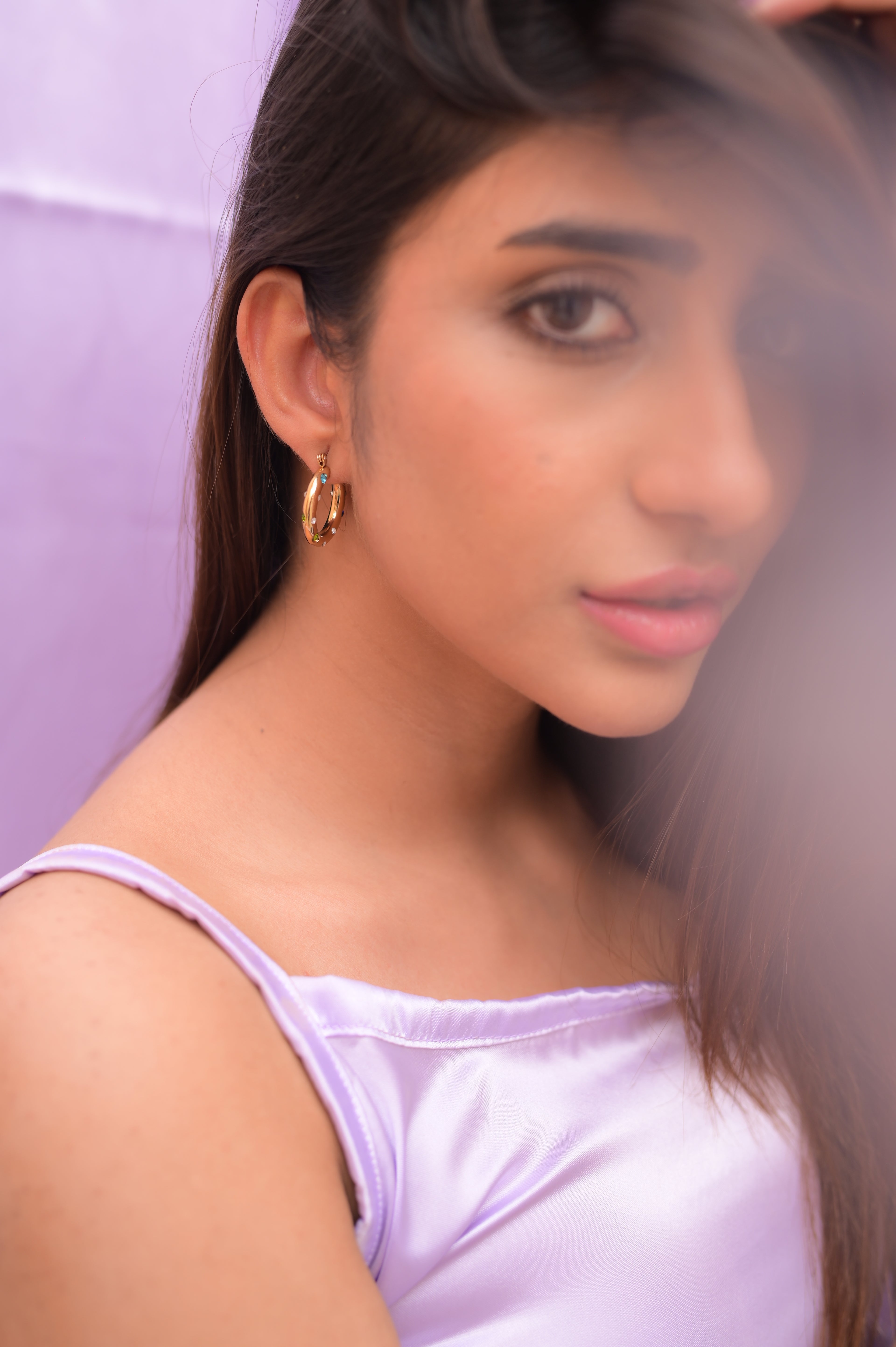 Gold Multi-Crystal Chunky Hoops