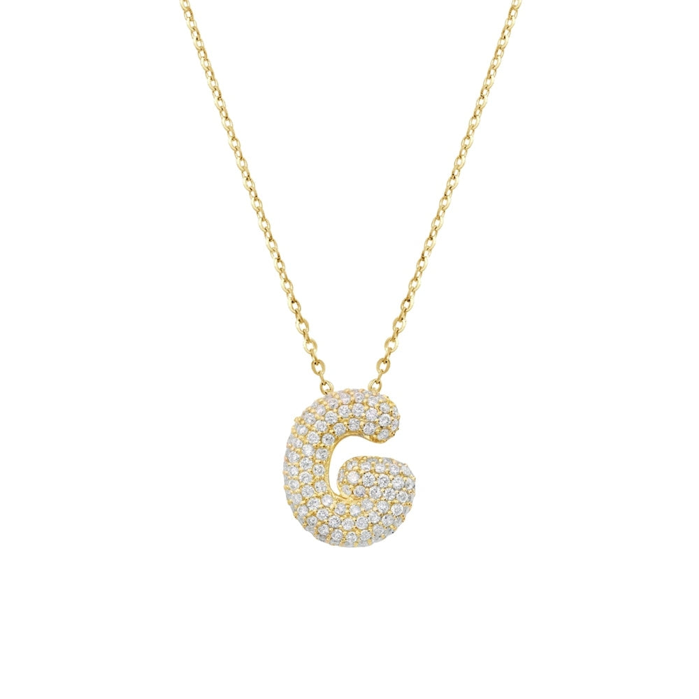 Gold Pave Initial Necklace