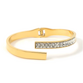 Gold Bypass Bangle with Crystals