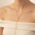 Gold Lariat Necklace - Worn on Neck