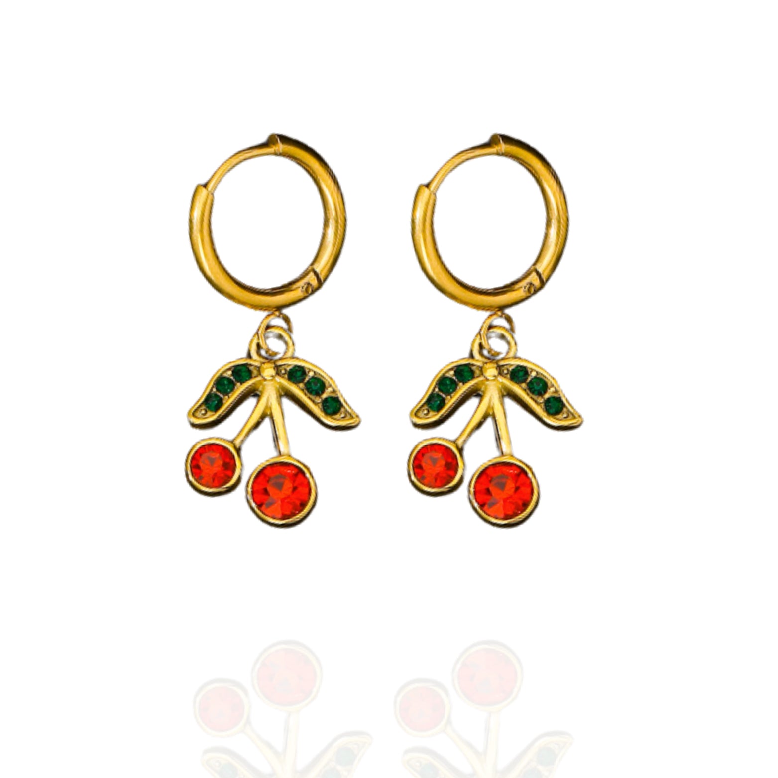 Gold Crystal Cherry Earings
