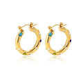 Gold Multi-Crystal Chunky Hoops