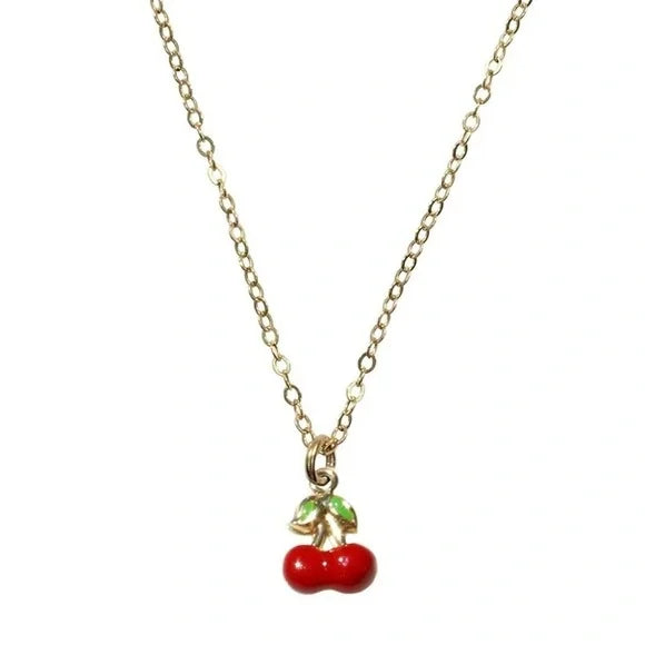 Sweet Cherry Gold Pendant Necklace