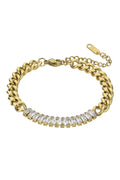 Baguette Crystal Mixed-Chain Bracelet in Gold