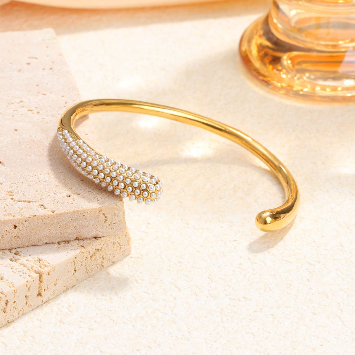 Pearl Pavé Cuff Bangle