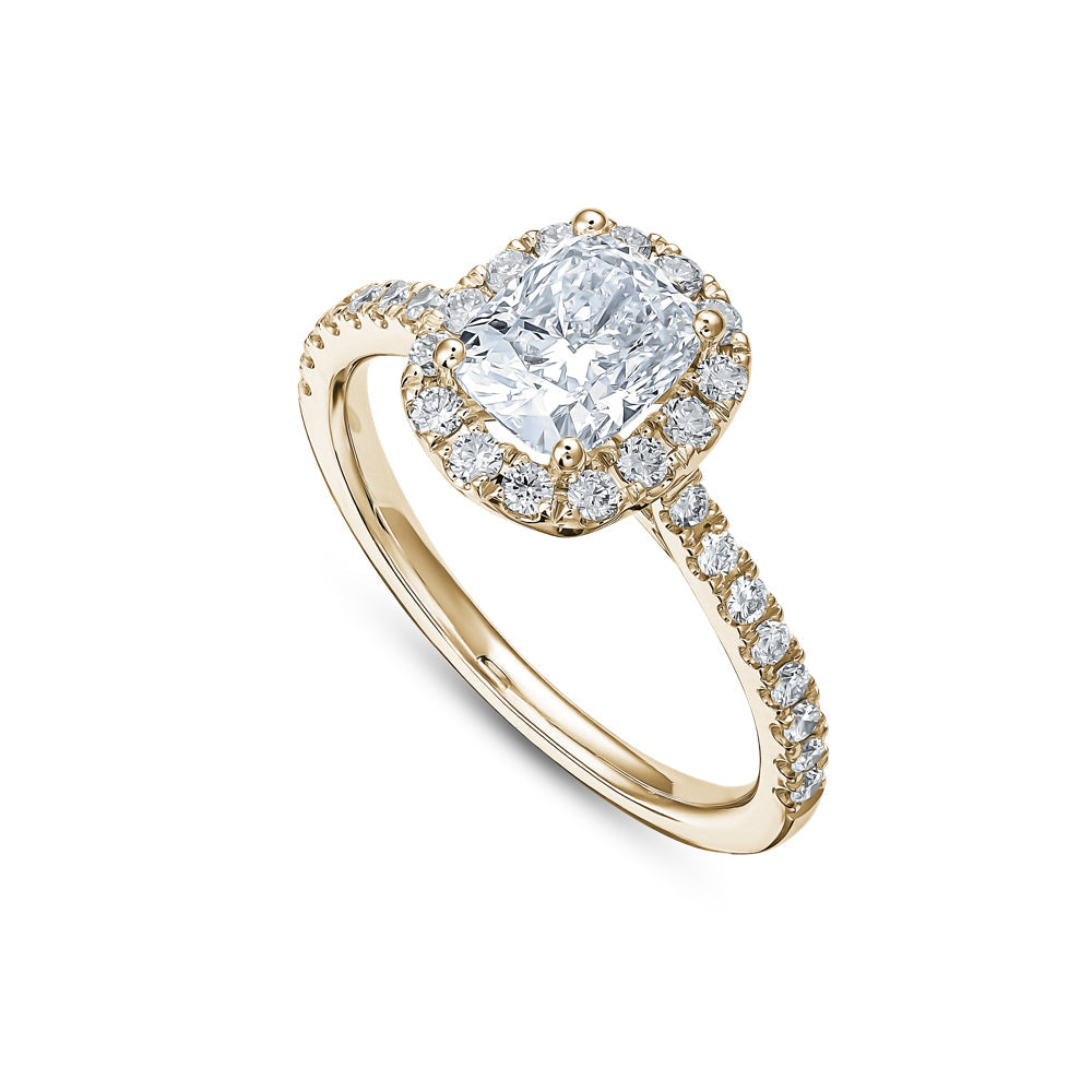 Cushion Cut Diamond Halo Pavé Ring