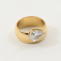 Gold Teardrop Crystal Ring