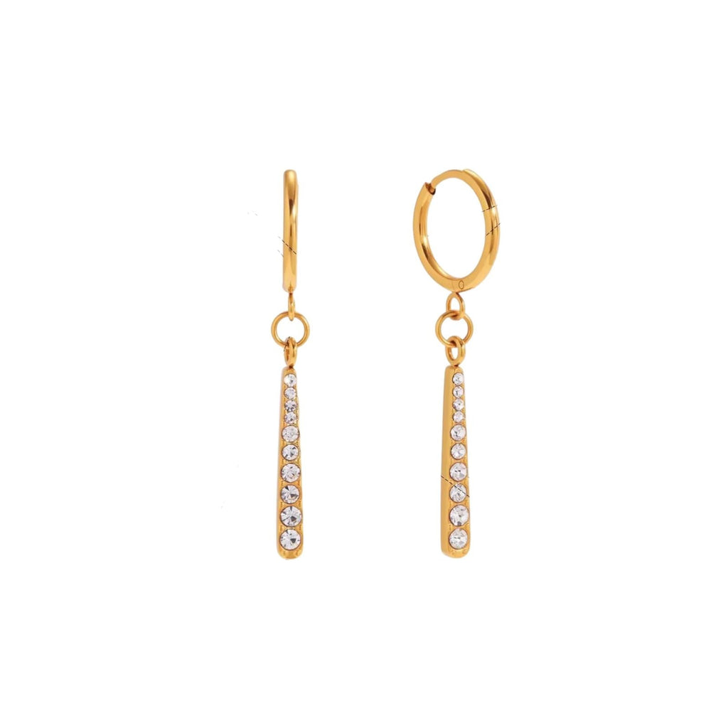 Crystal Bar Drop Huggie Hoop Earrings