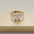 Cushion Cut Trillion Three-Stone Ring